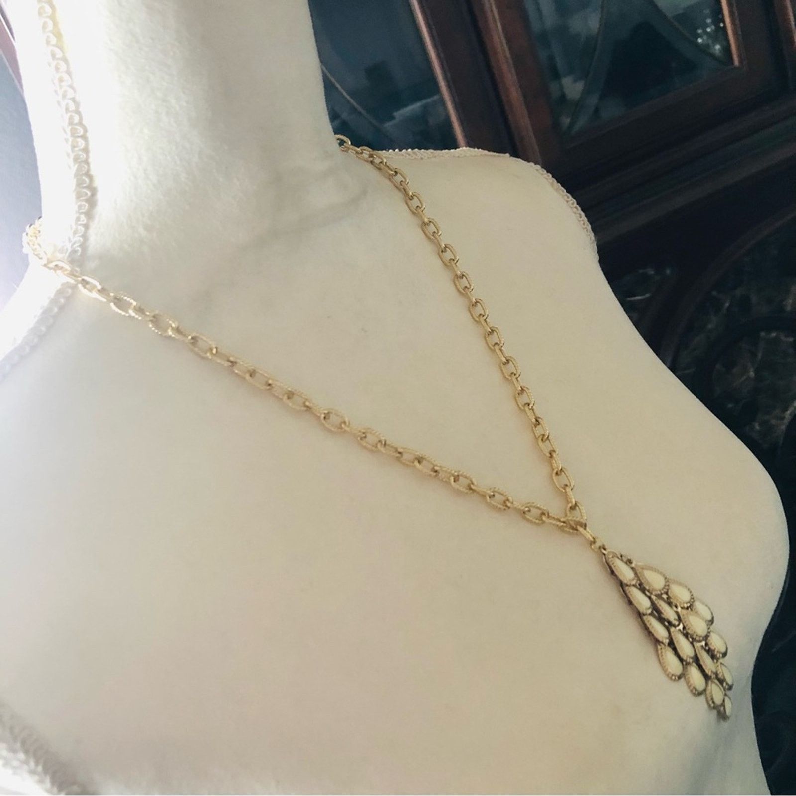 Handmade Hand crafted textured link chandelier pendant necklace Size ONE SIZE - 3 Thumbnail