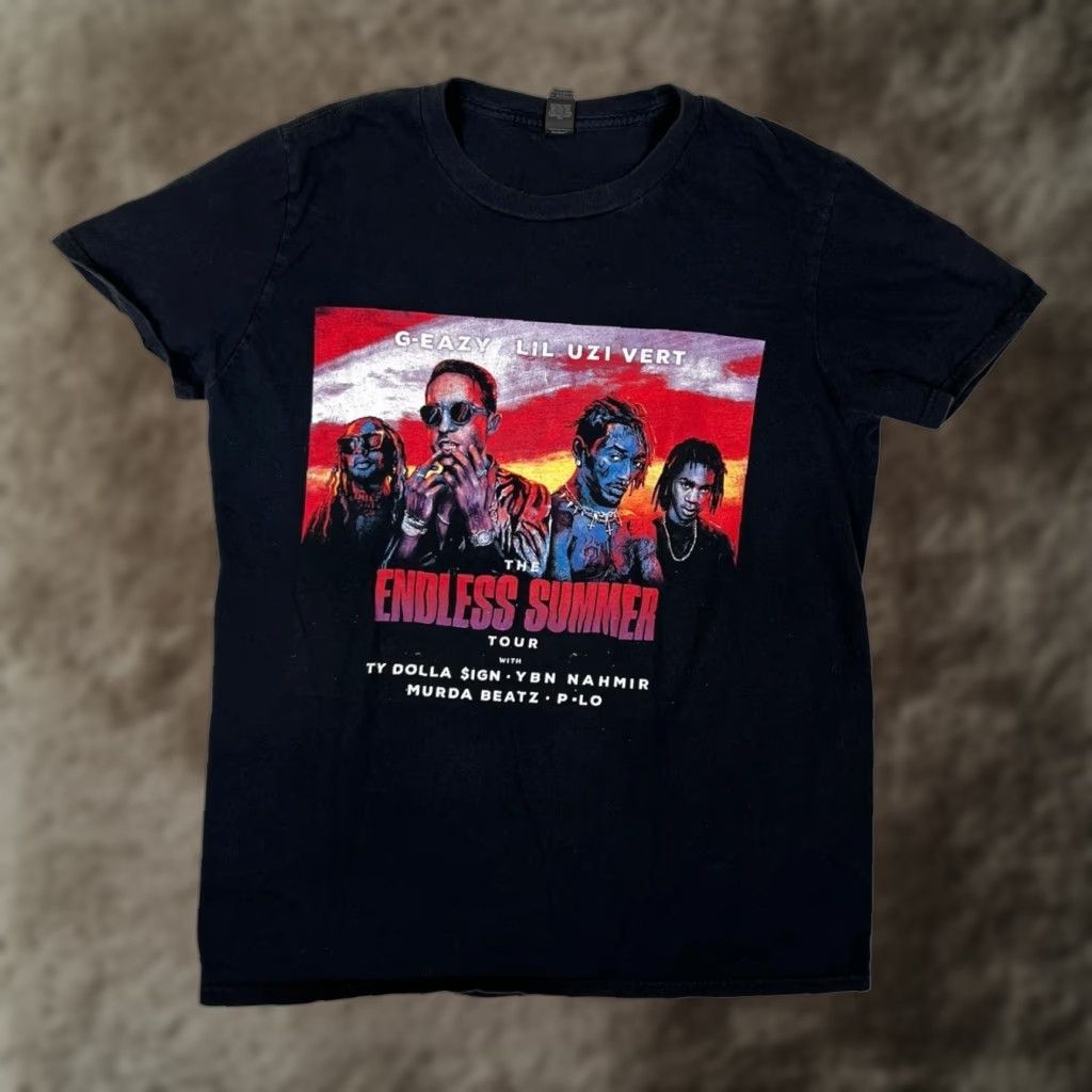 Vintage G-Eazy Lil Uzi Vert Endless Summer Tour T-Shirt Size Medium Black Rap Concert Mens Short Sleeve Graphic Print Crew Neck Vintage No Size US M / EU 48-50 / 2 - 1 Thumbnail
