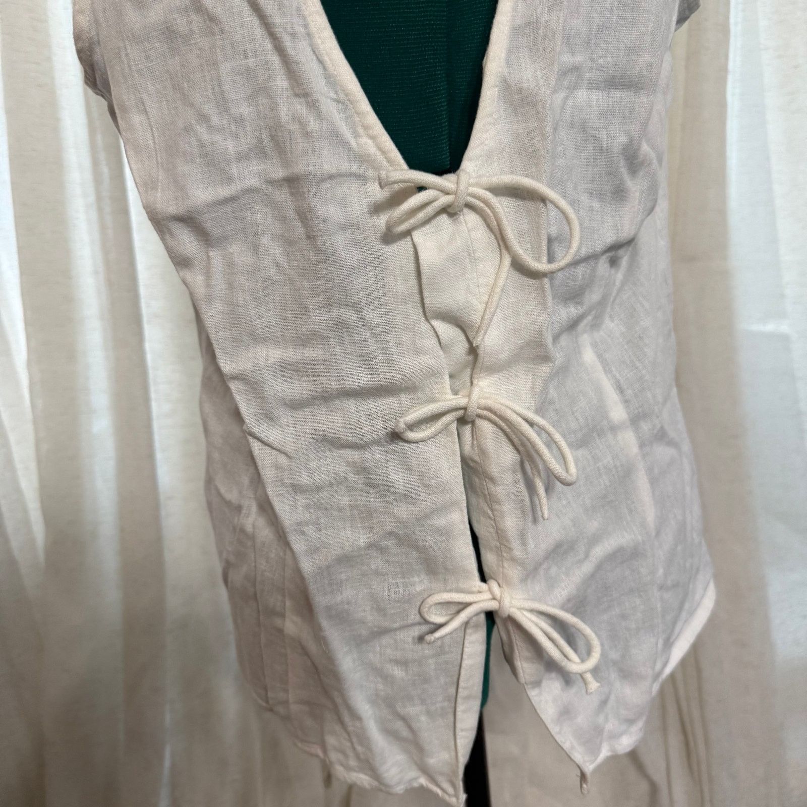 Other A New Day White Linen-Feel Tie-Front Vest | Sz L, NWT Size L / US 10 / IT 46 - 3 Thumbnail