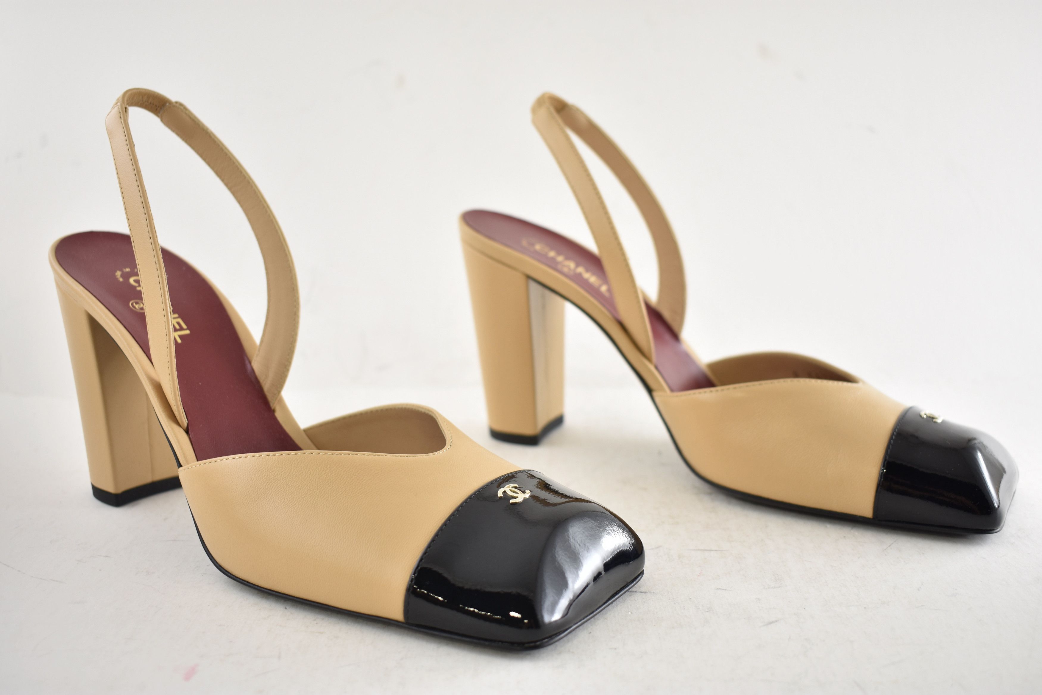 Chanel 26S Blazy Black Square Toe CC Slingback Block Heel Pump 38 Size US 8 / IT 38 - 4 Thumbnail
