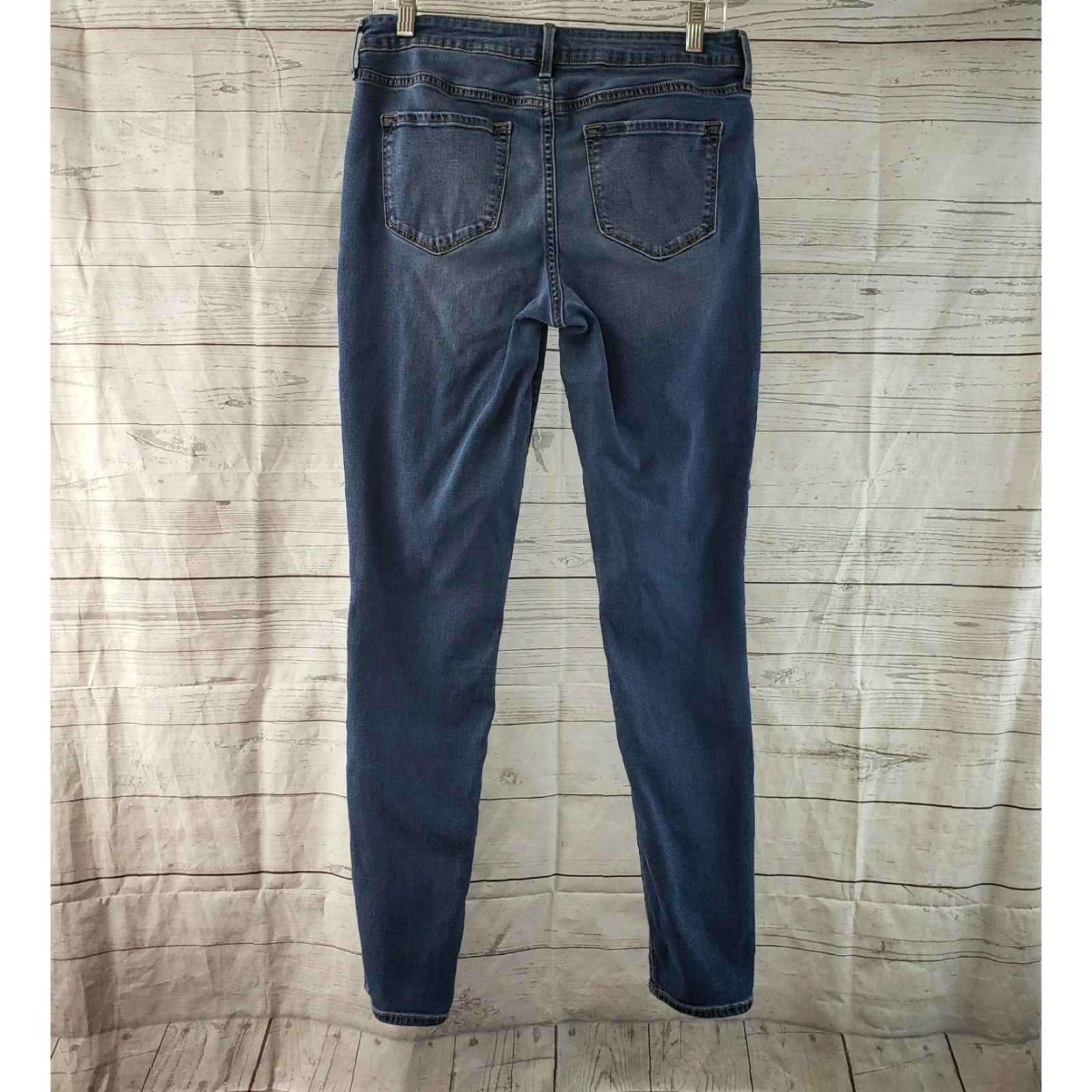 Old Navy Old Navy Womens Rockstar Jeans Size 10 Blue Distressed Skinny Low Rise Jeans Size 32" / US 10 / IT 46 - 3 Thumbnail