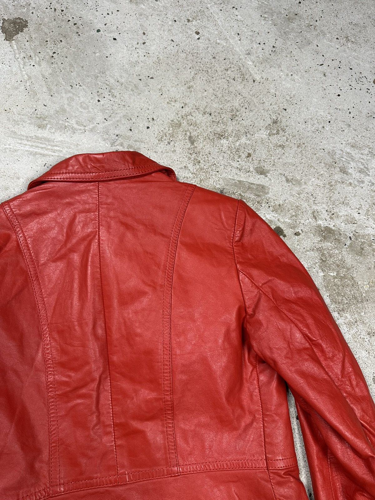 Japanese Brand Vintage 90s Red Genuine Leather Moto Biker Style Jacket Size M / US 6-8 / IT 42-44 - 14 Thumbnail