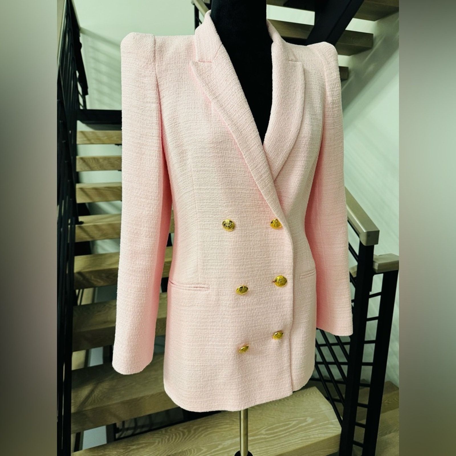 Zara Zara Light Pink Double-Breasted Blazer Size S / US 4 / IT 40 - 3 Thumbnail