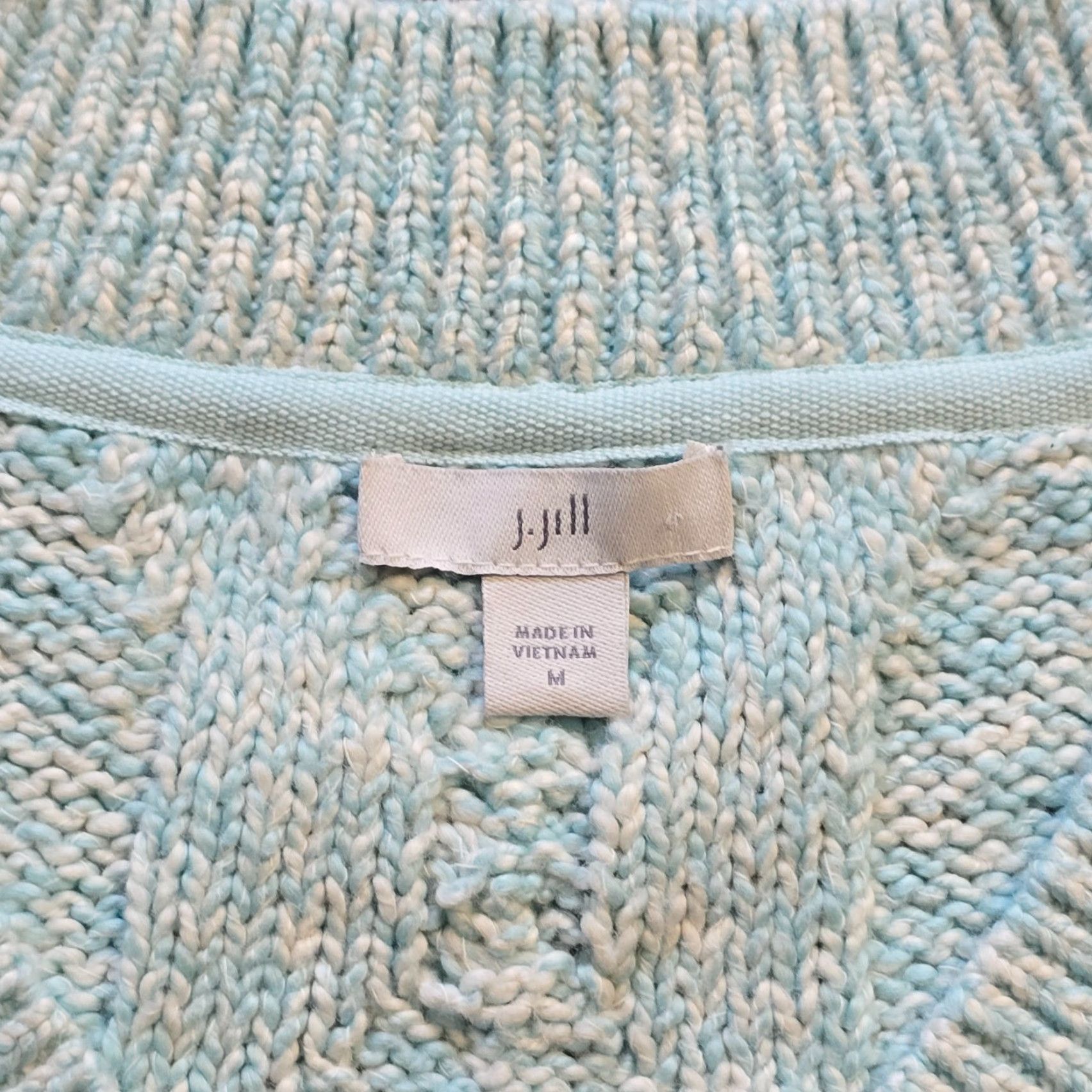 J. Jill J. Jill Sweater Women Size M Green Cable-Knit 3/4 Sleeve V-Neck Soft Casual Pullover Size M / US 6-8 / IT 42-44 - 3 Thumbnail