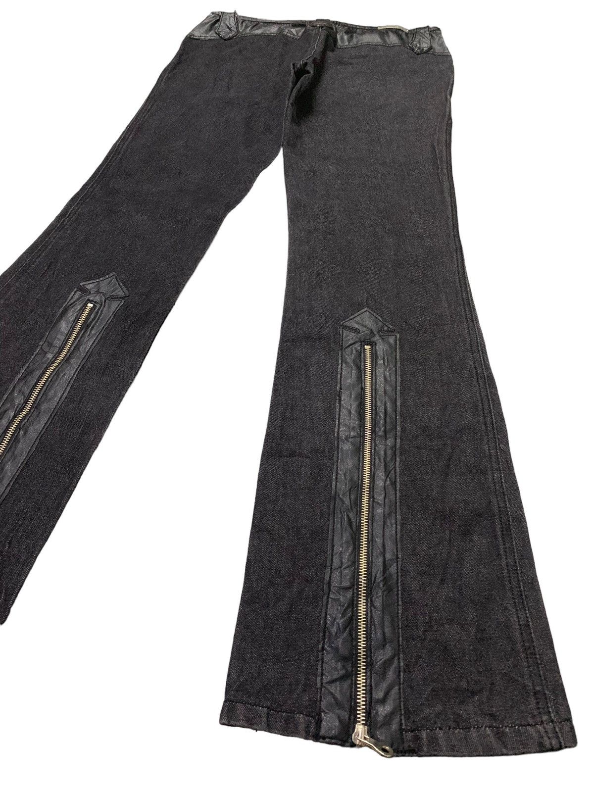 If Six Was Nine × Le Grande Bleu (L.G.B.) Vintage Balenciaga Style Leather Trimmed Zipper Flared Jeans Size US 30 / EU 46 - 7 Thumbnail