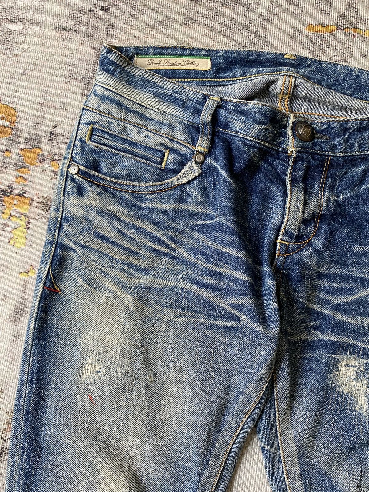 Japanese Brand Double Standard Clothing Japan Distressed Honeycomb Selvedge Size US 30 / EU 46 - 9 Thumbnail
