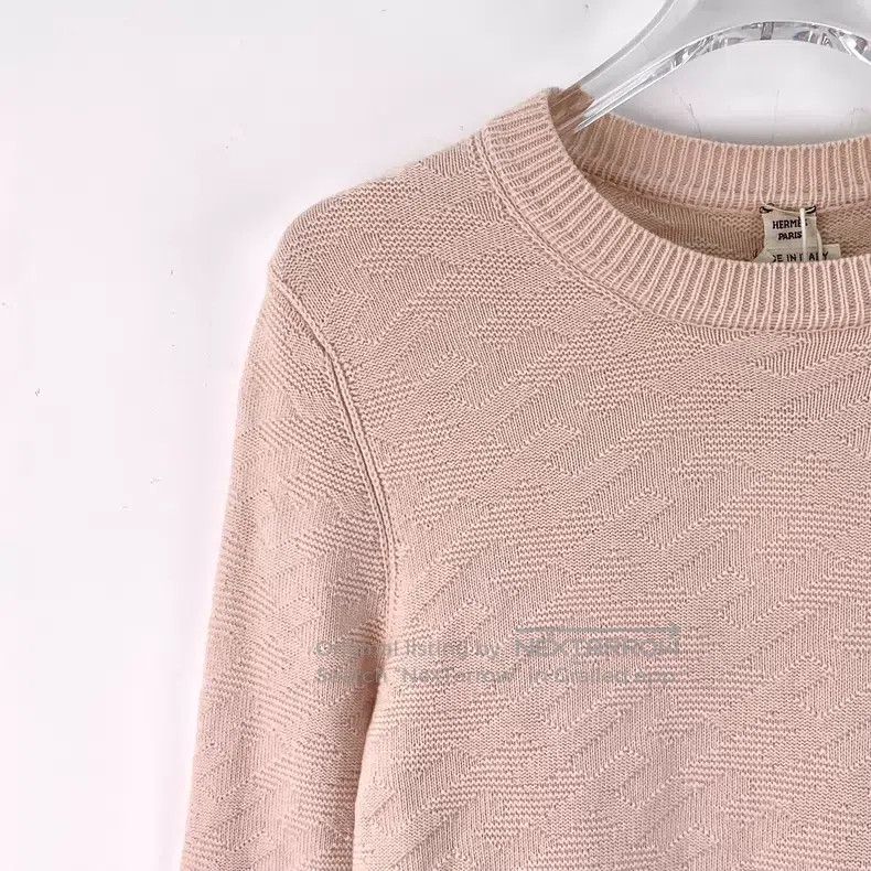 Hermes Hermes Nude pink jacquard all-over printed wool crewneck l Size XXS / US 00 / IT 34 - 3 Thumbnail
