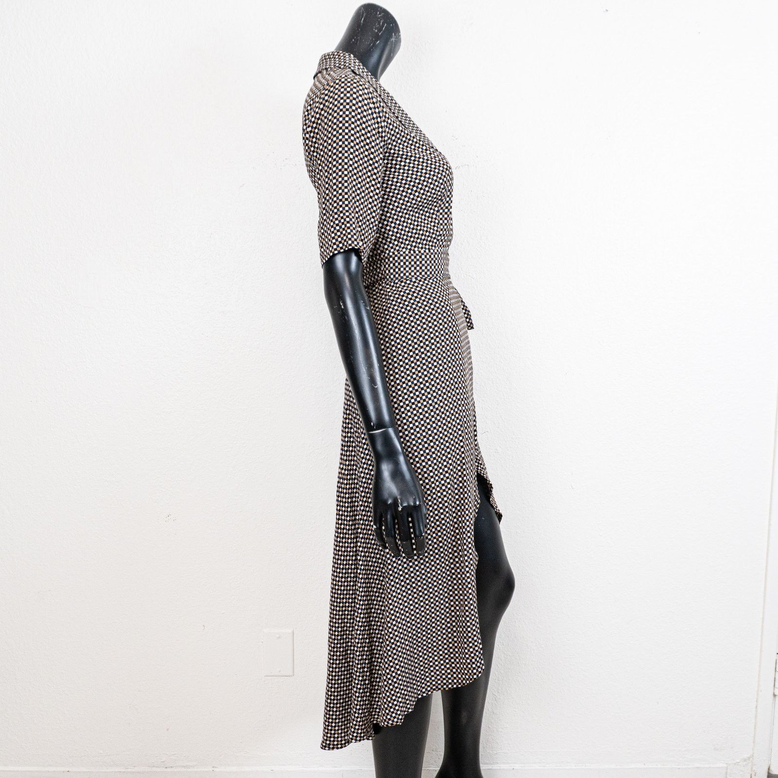 Ganni Ganni Printed Crepe Wrap Dress Grey Multi check size 34 Size XS / US 0-2 / IT 36-38 - 5 Thumbnail