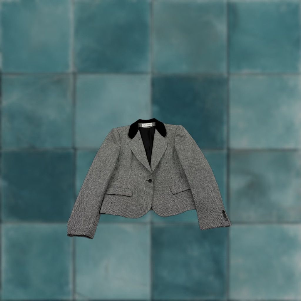 Evan Picone VINTAGE Evan Picone Blazer Womens Medium Houndstooth Velvet Collar Jacket Size M / US 6-8 / IT 42-44 - 1 Thumbnail