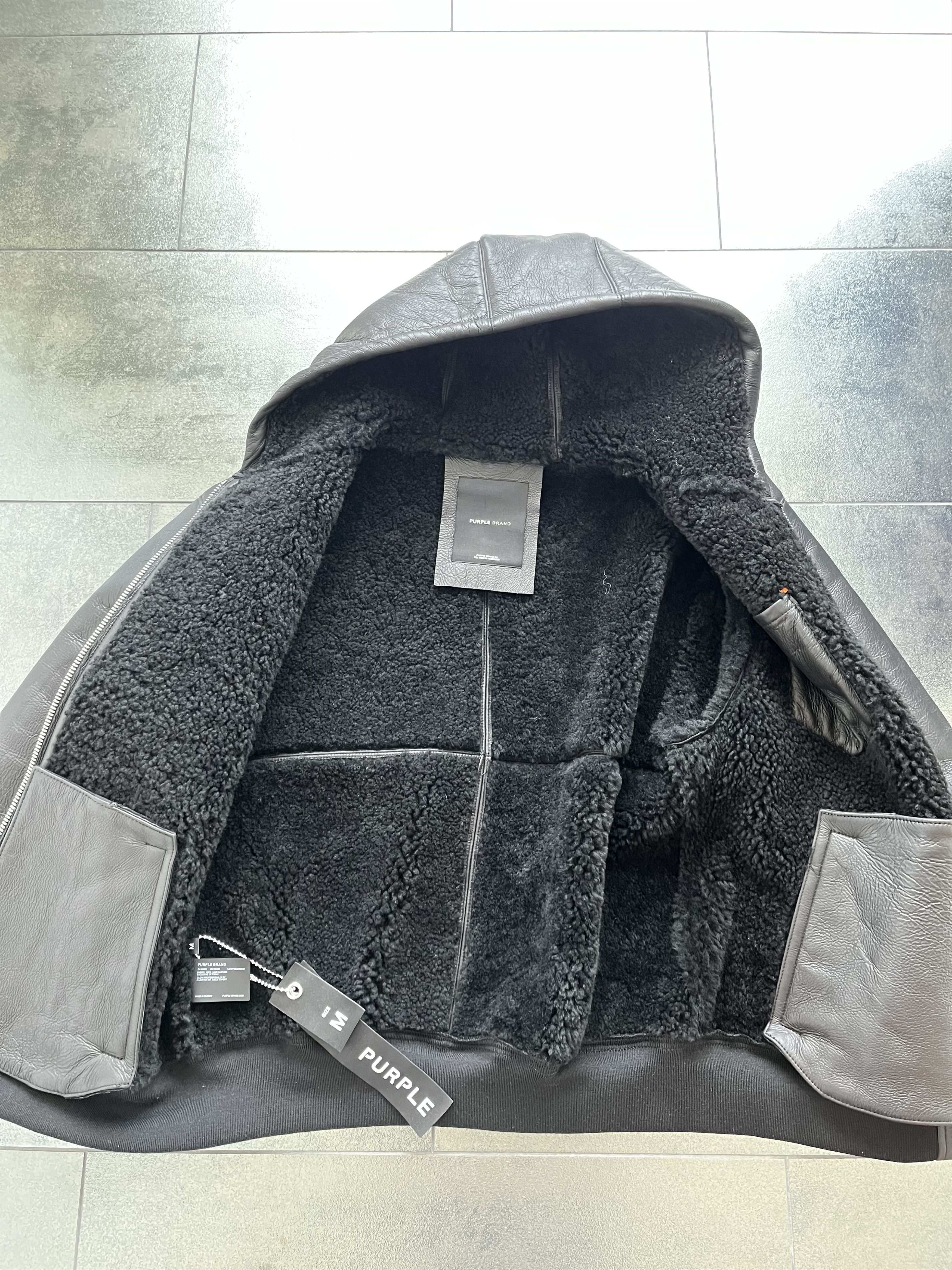 Purple Brand Lamb Leather Zip Hoodie (M) Size US M / EU 48-50 / 2 - 3 Thumbnail