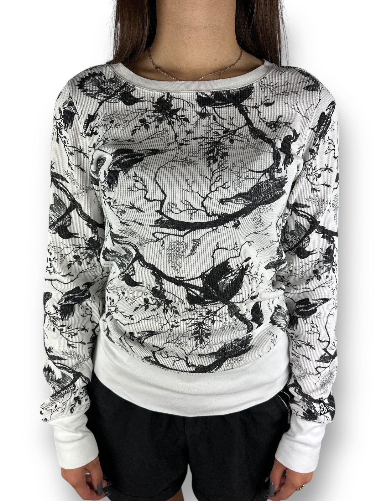 Nike ACG Nike ACG Women’s Waffle Long Sleeve Shirt Bird Printed Size M / US 6-8 / IT 42-44 - 2 Thumbnail