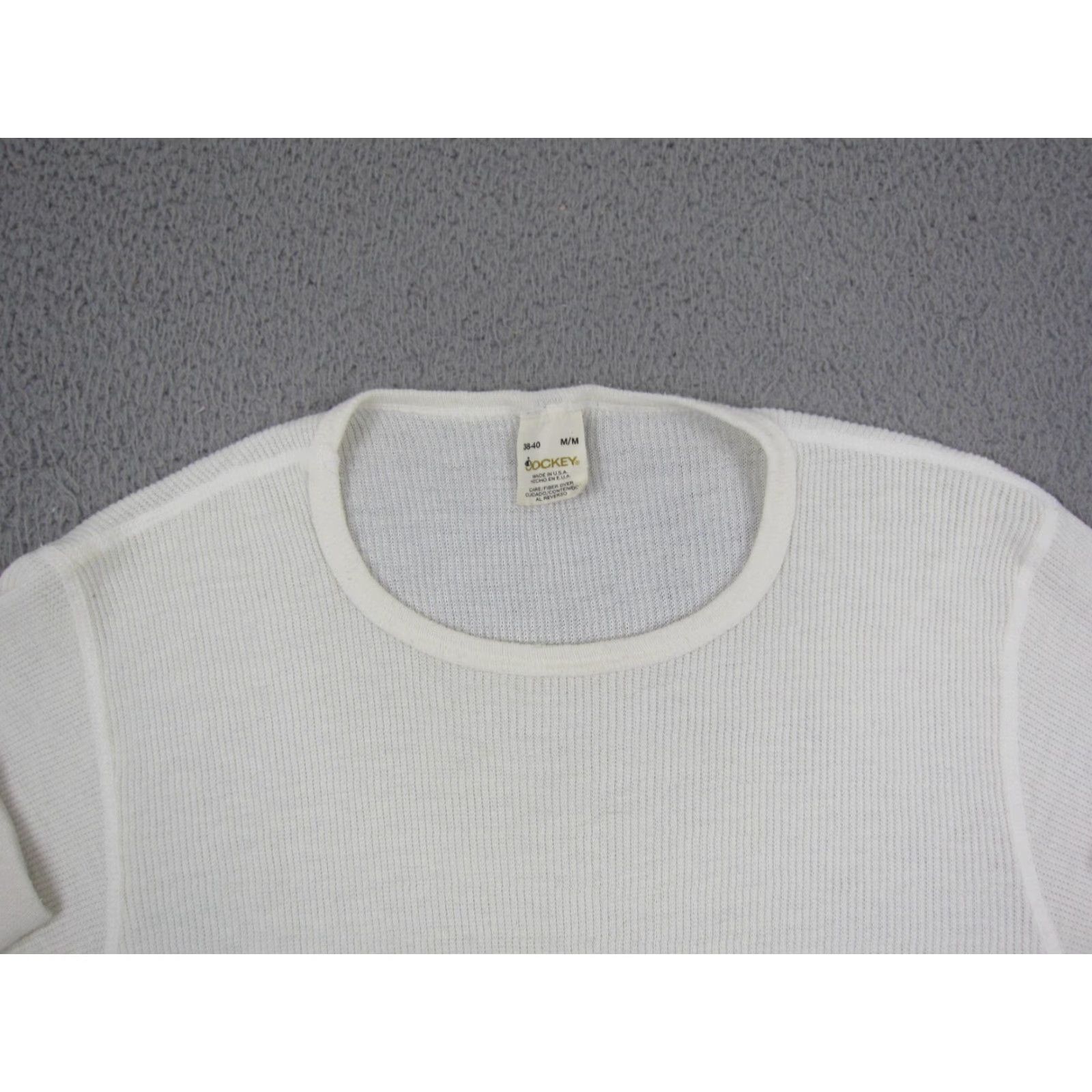 Jockey Jockey Thermal Shirt Mens M Ivory Cream Vintage 60s 70s Made in USA Crew Neck Long Sleeve Cotton Knit Shirt Size US M / EU 48-50 / 2 - 2 Thumbnail