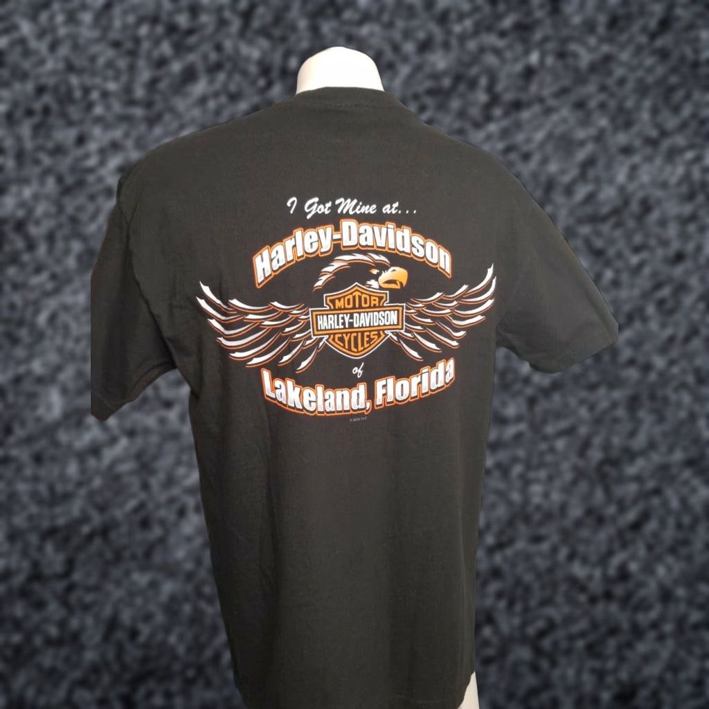 Harley Davidson VINTAGE Harley-Davidson Retro T-Shirt Adult Large Black 2003 Lakeland FL Mens USA Made Size US L / EU 52-54 / 3 - 1 Thumbnail