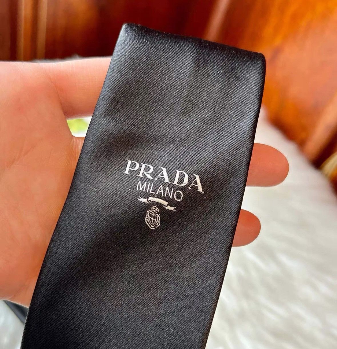Prada Prada Black Linen Tie with Tag-2506 Size ONE SIZE - 3 Thumbnail