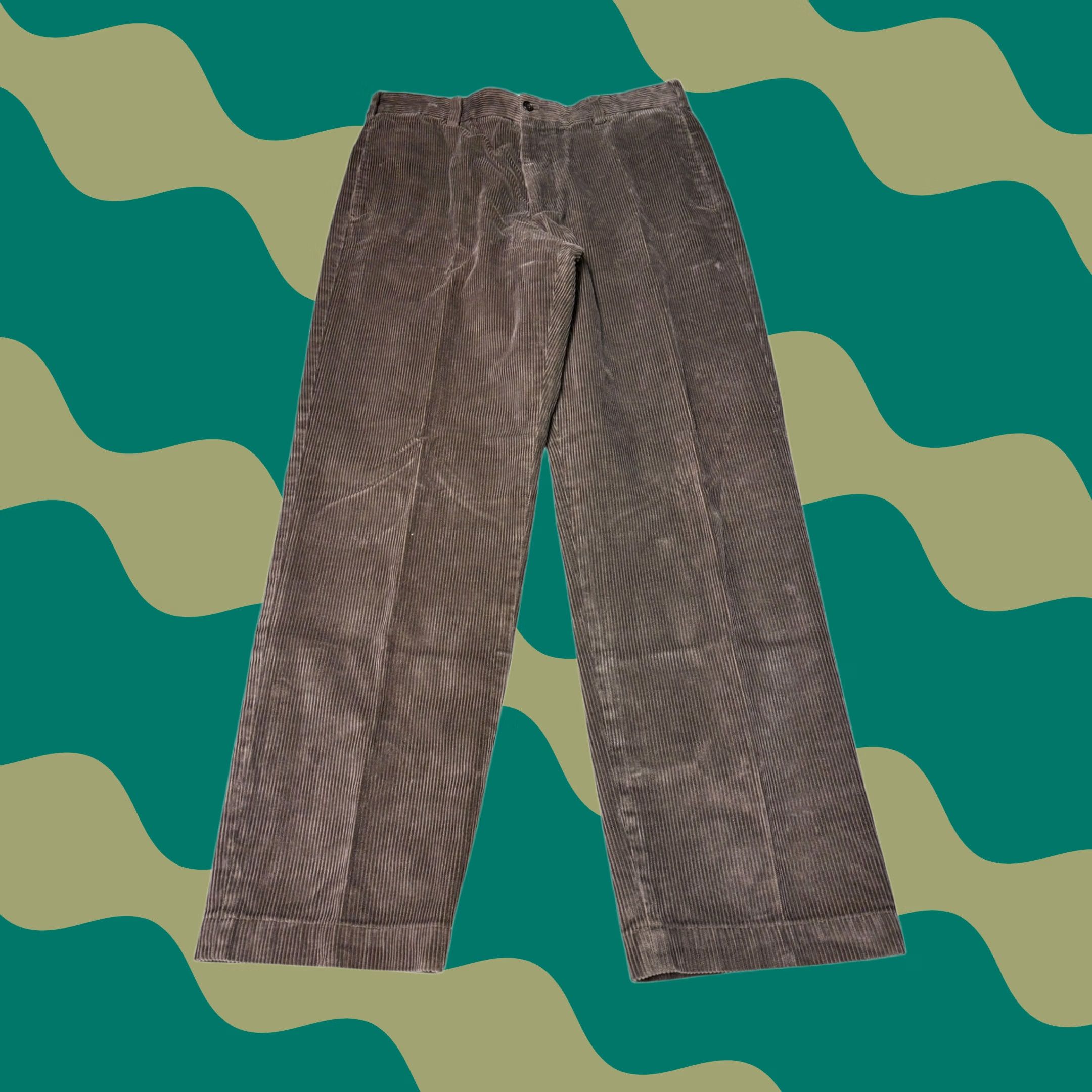 Brooks Brothers VINTAGE Brooks Brothers Hudson Corduroy Pants Mens 35x32 Brown Straight Leg Wide Size US 35 - 1 Thumbnail