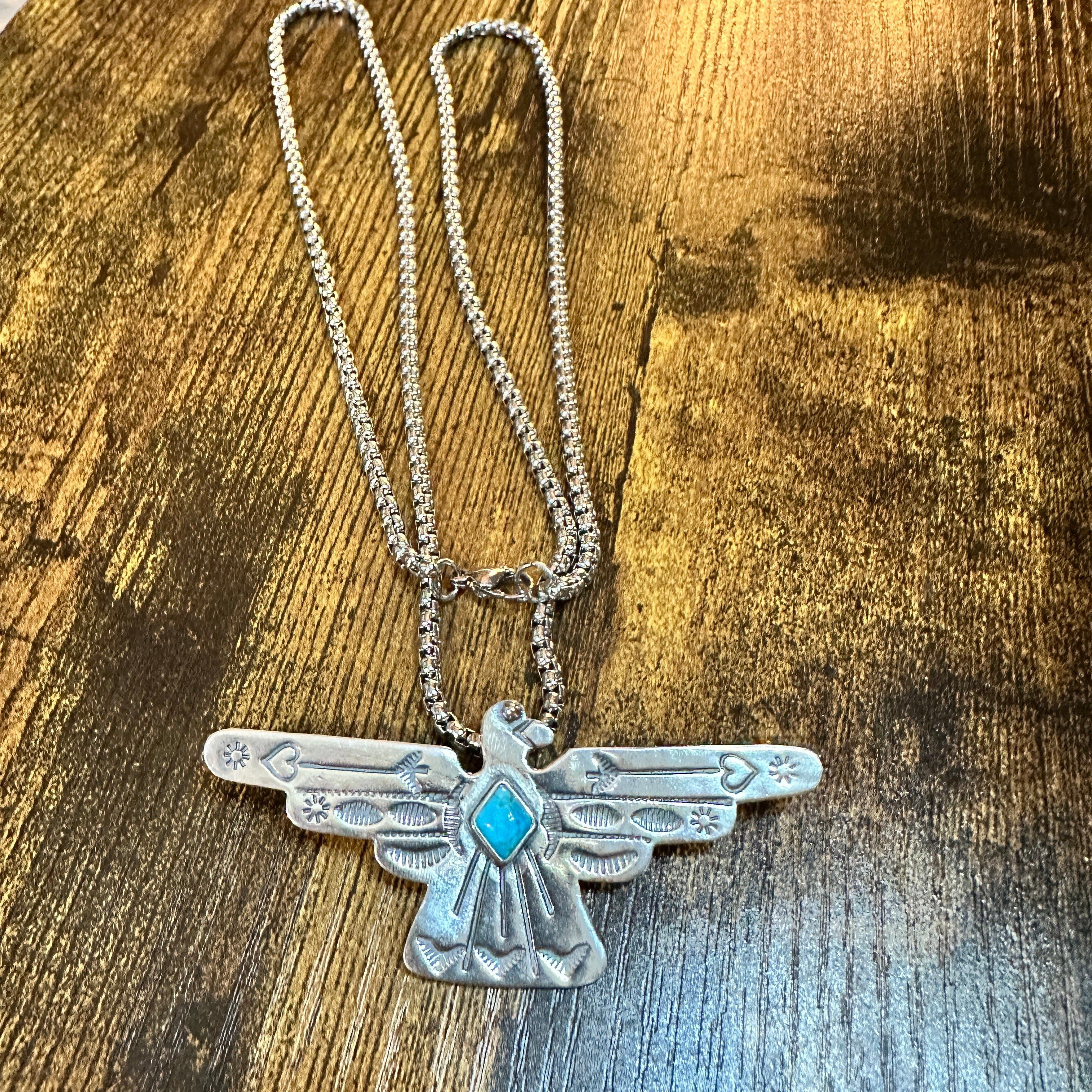 Other Native American Handcrafted Thunderbird Turquoise and Silver Size ONE SIZE - 9 Thumbnail
