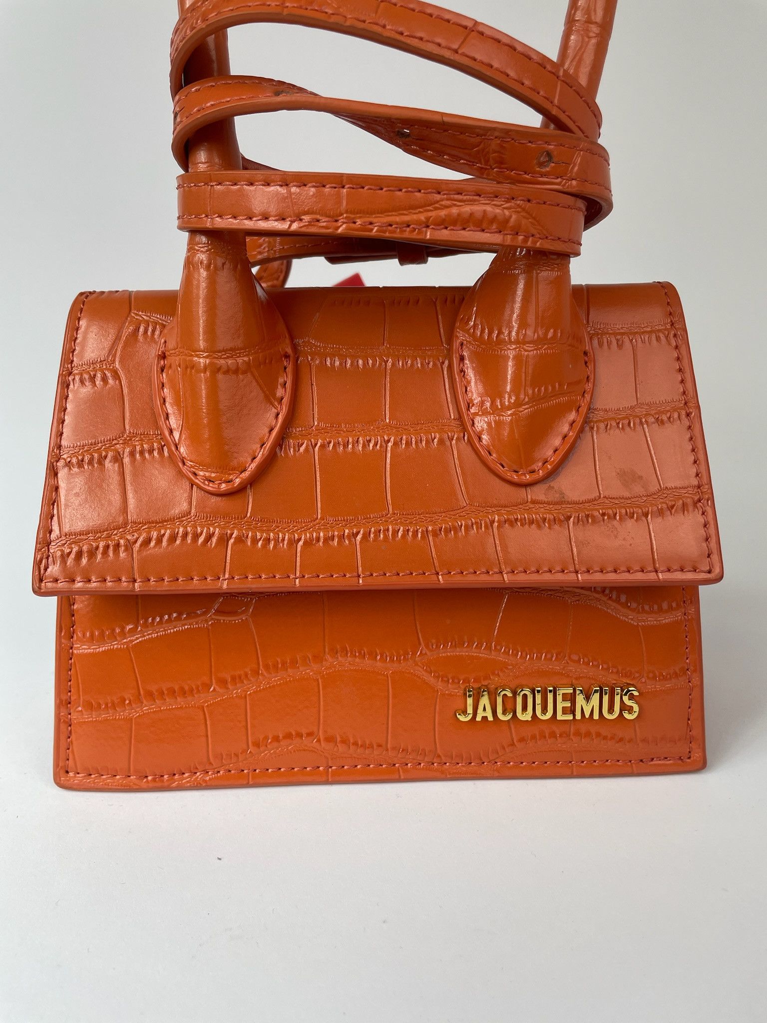 Jacquemus 'Le Chiquito' orange croc print leather bag Size ONE SIZE - 2 Thumbnail