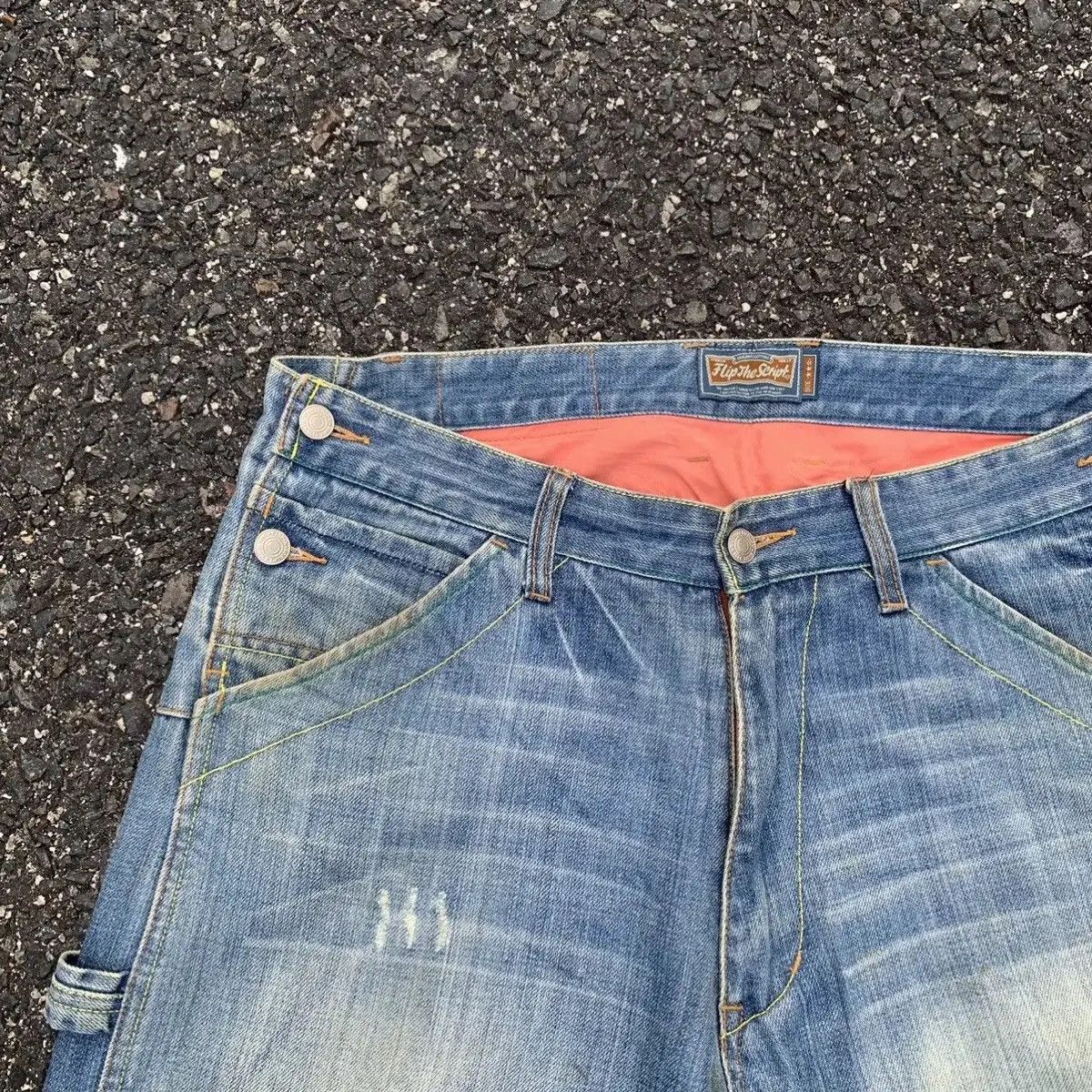 Japanese Brand Vintage Flip The Script Denim Baggy Hip Hop Jeans Pants Size US 35 - 6 Thumbnail