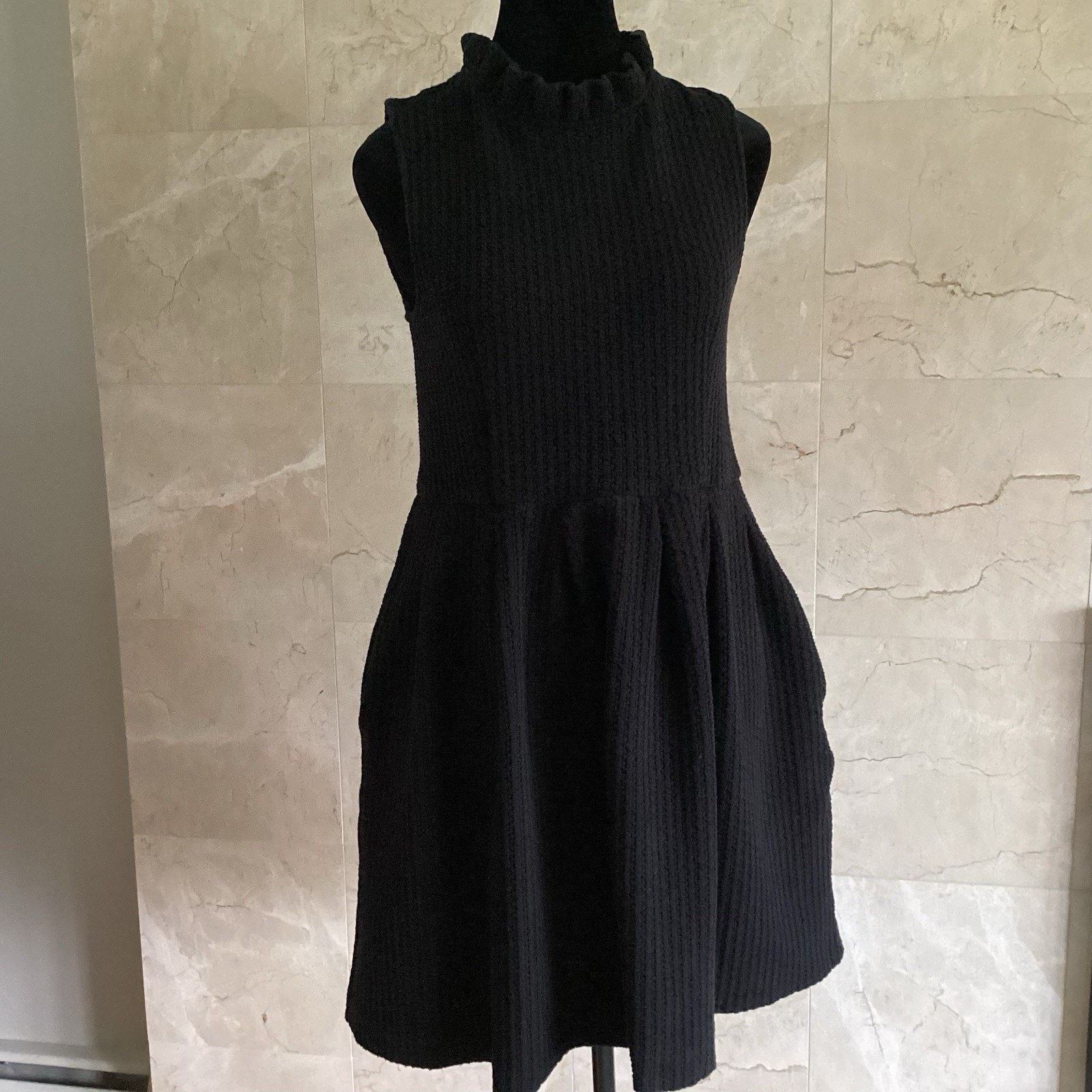 Ganni GANNI Pinnacle Mini Dress Medium Black Sleeveless Twee Size M / US 6-8 / IT 42-44 - 4 Thumbnail