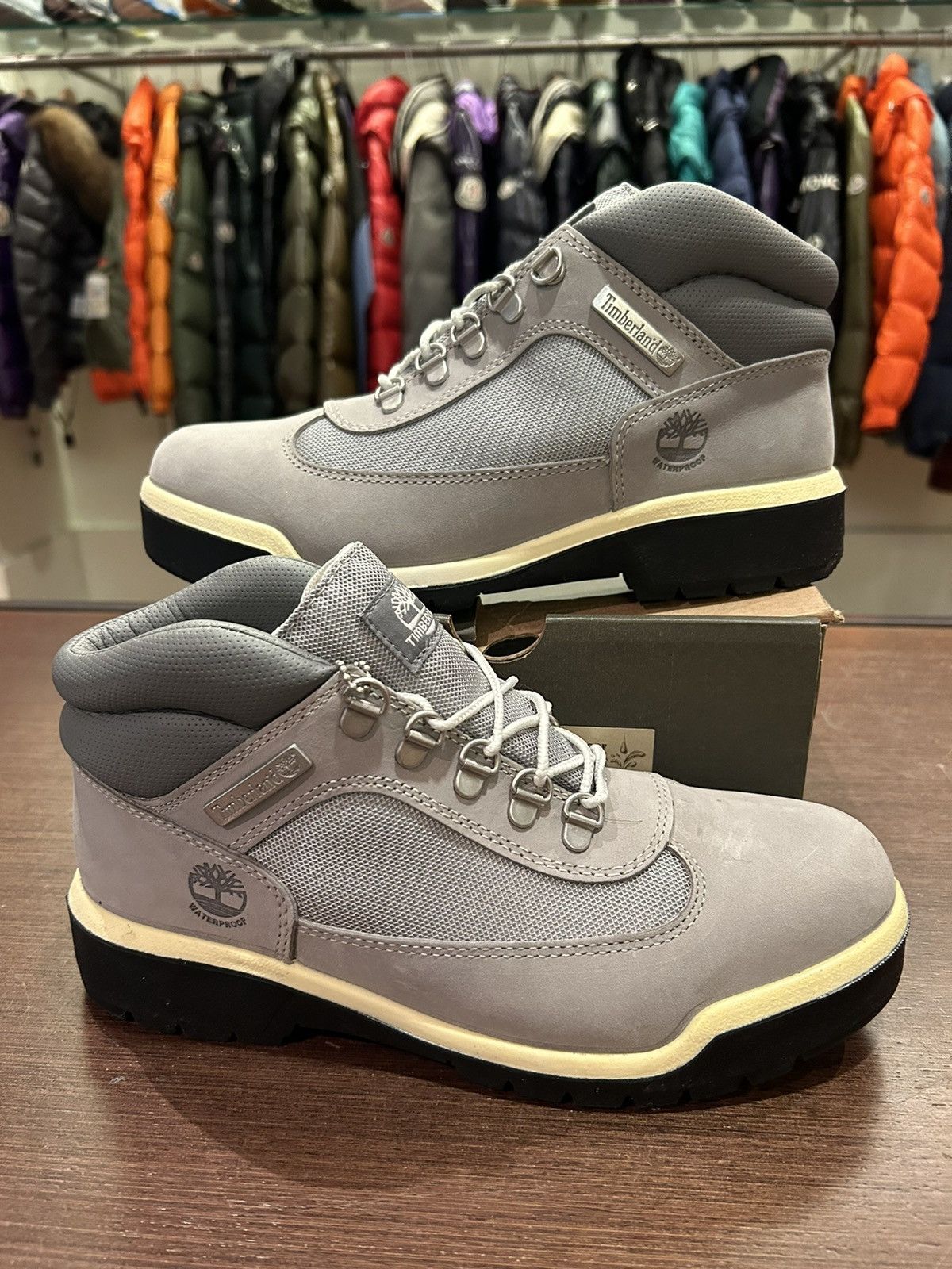 Grey nubuck fashion timberlands