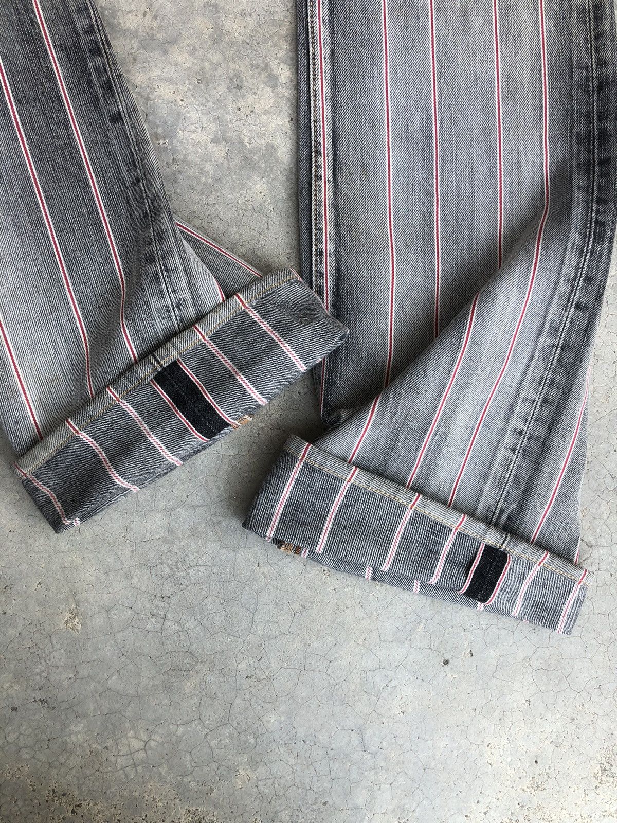 If Six Was Nine Japanese Edwin Flared Jeans Distressed Selvedge Hickory Size US 31 - 15 Thumbnail