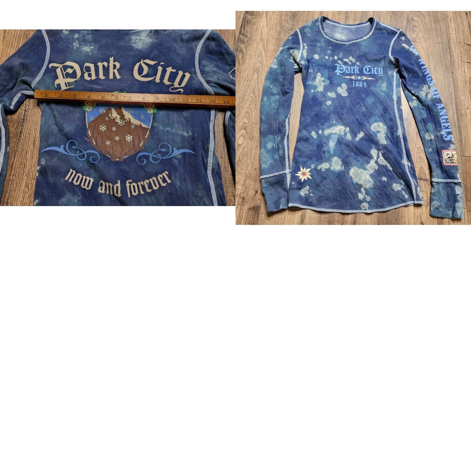 Vintage Womens Alp-n-Rock T-Shirt XS Blue Reversible Long Sleeve Park City Utah Ski Shirt 90s USA Embroidered Cotton Polyester Slim Regular Woman Boys? Size XS / US 0-2 / IT 36-38 - 8 Thumbnail