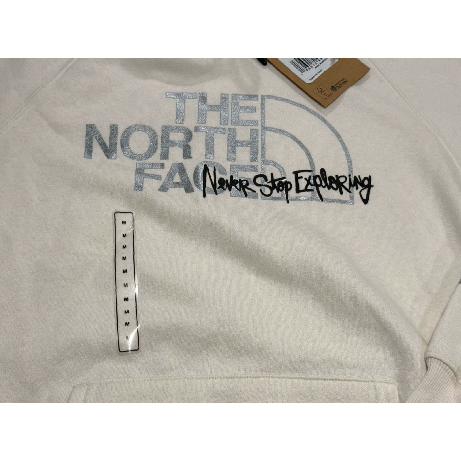 The North Face NWT The North Face Women Hooded Graphic Sweatshirt Top Sz M White Silver Cotton Size M / US 6-8 / IT 42-44 - 4 Thumbnail