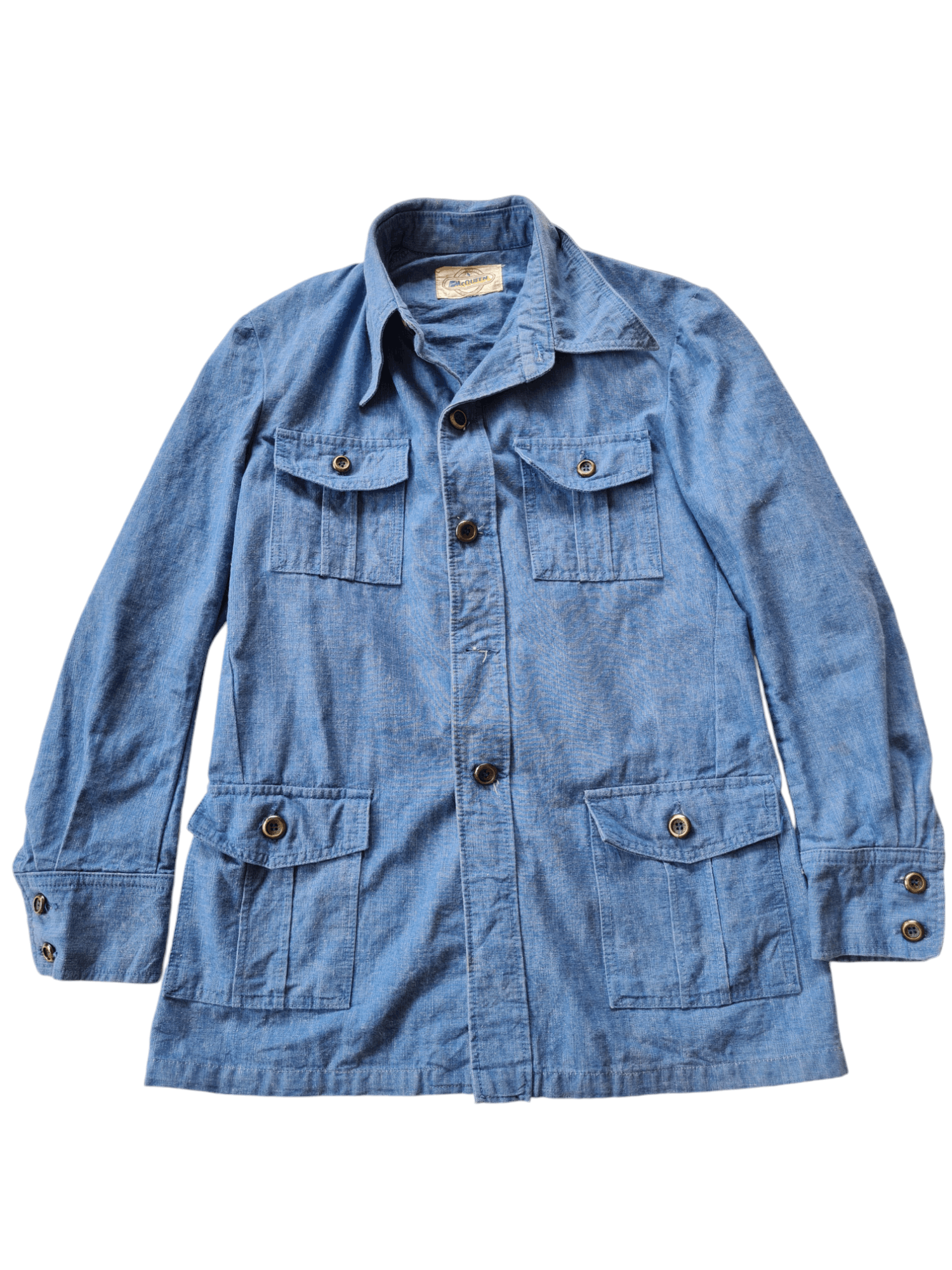 Vintage McQueen Blue Jacket Button Up Size US L / EU 52-54 / 3 - 1 Thumbnail