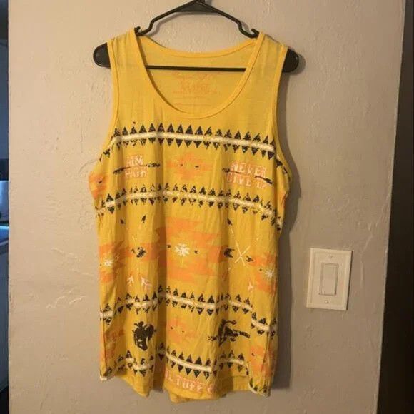 Other Cowgirl Tuff Yellow Western Print Tank Top Size XL / US 12-14 / IT 48-50 - 1 Thumbnail