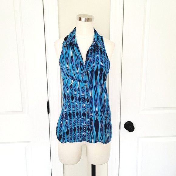 Vacation Eight Sixty Ikat Aztec Print Collared Button-Up Tank Party Size S / US 4 / IT 40 - 2 Thumbnail