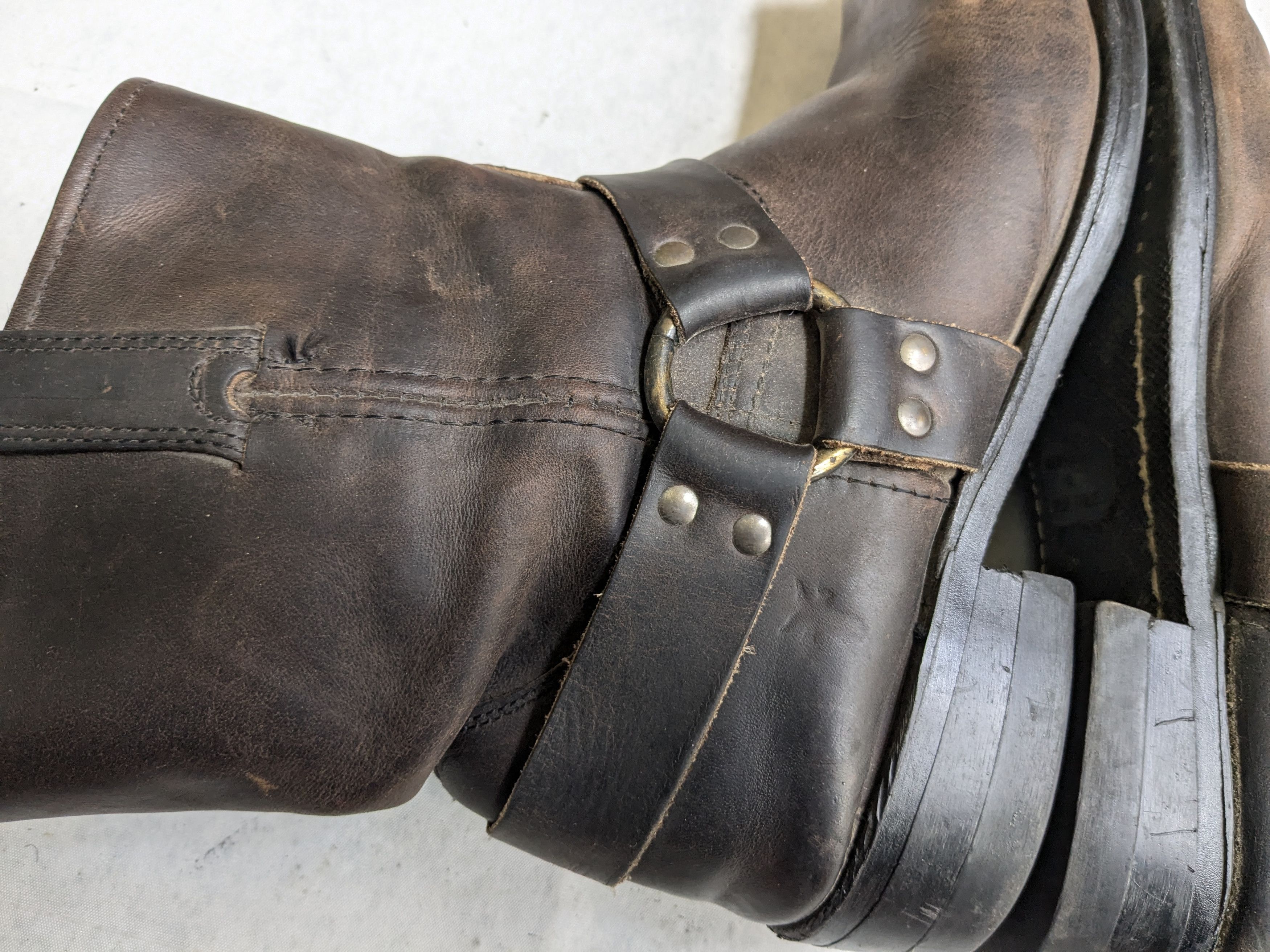 Frye Frye Harness Brown 13 M Leather Strap Buckle Size US 13 / EU 46 - 8 Thumbnail