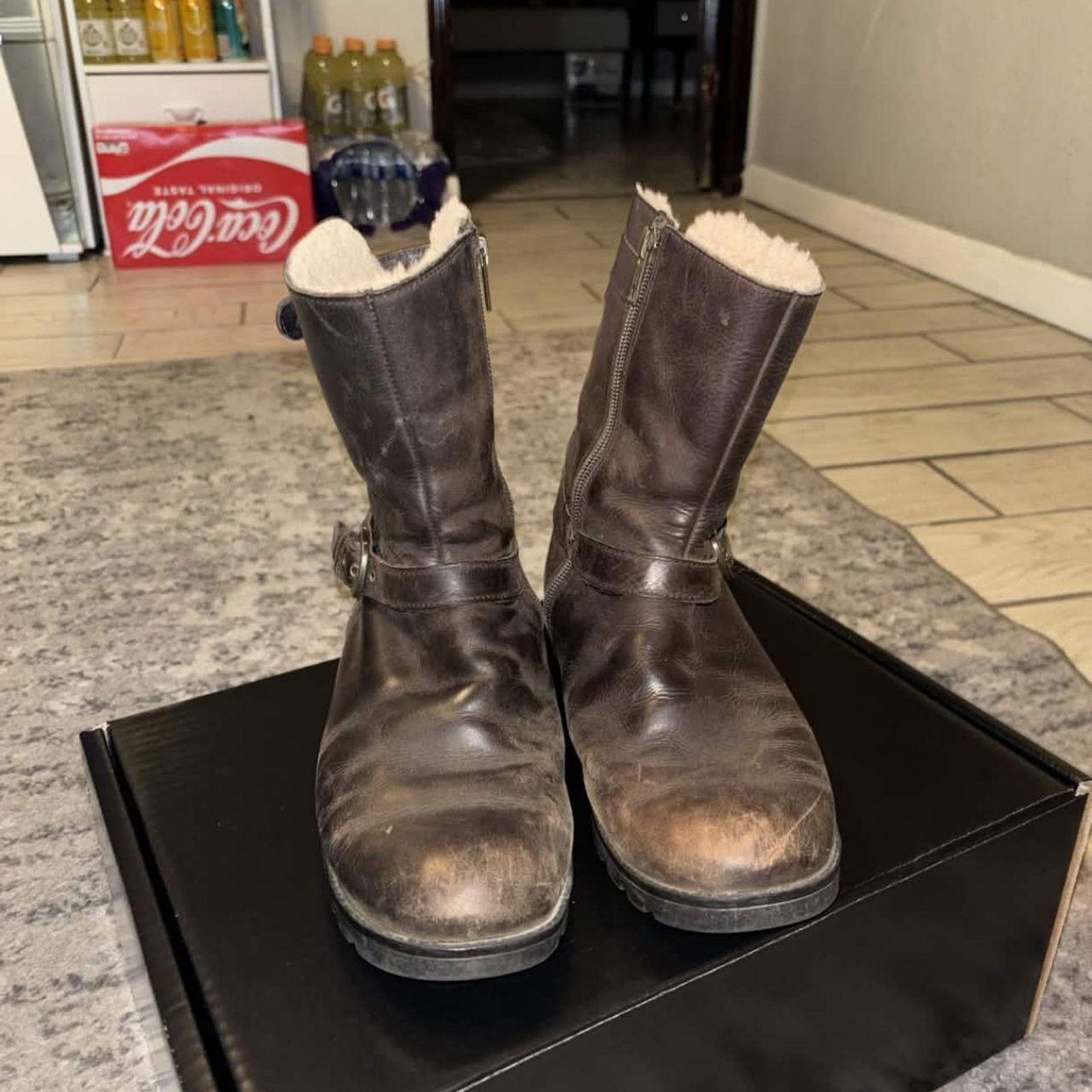Ugg Vintage UGG Grandle Shearling Lined Leather Motorcycle Boots Size US 8.5 / IT 38.5 - 3 Thumbnail