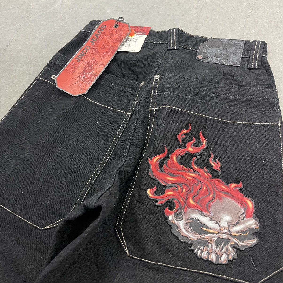 JNCO NWT Y2K Jnco Jeans Rare Flaming Skull Pocket 30x30 Size US 30 / EU 46 - 2 Thumbnail