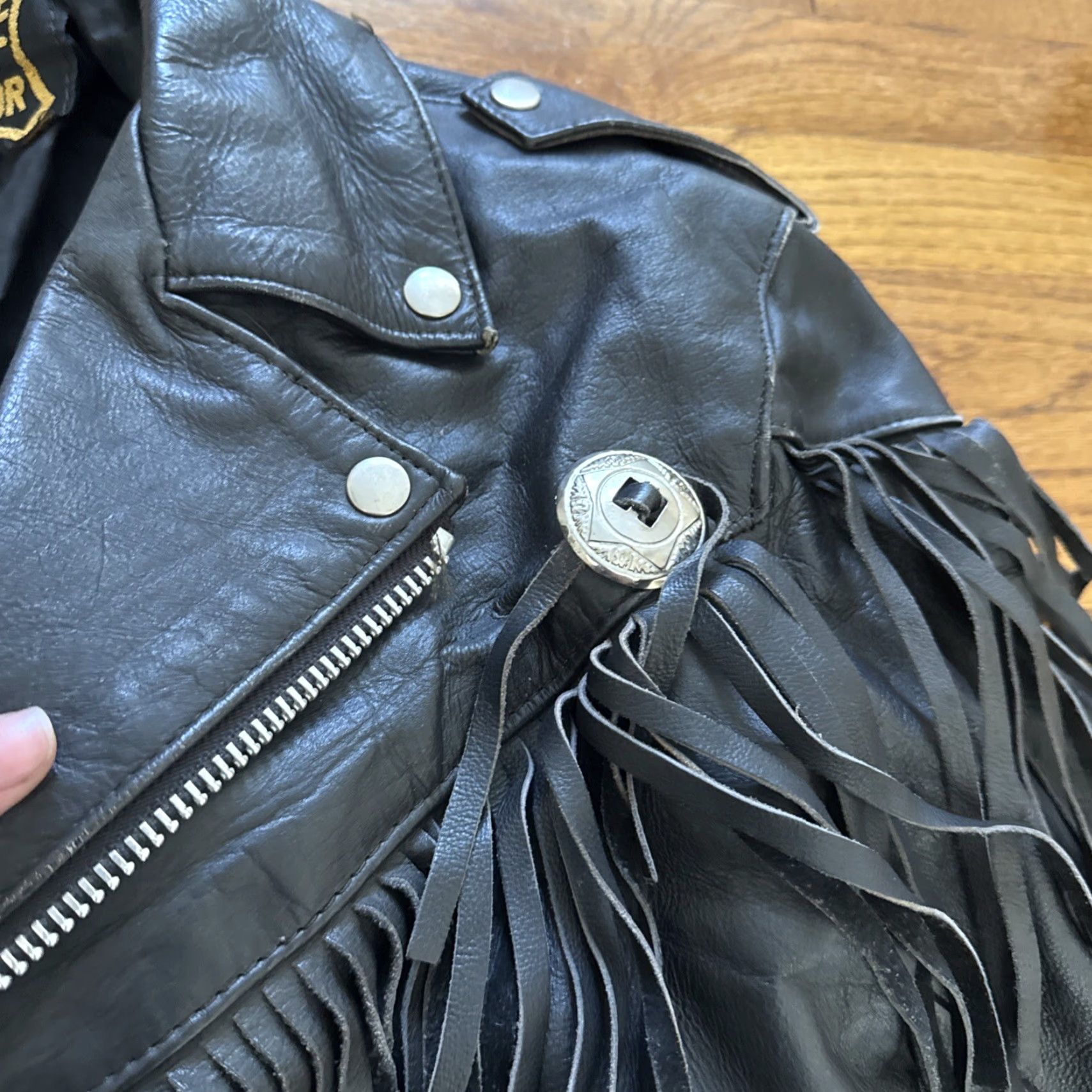 Vintage Manzoor Leather Thinsulate Fringe Motorcycle Jacket Size 46 Size US S / EU 44-46 / 1 - 6 Thumbnail