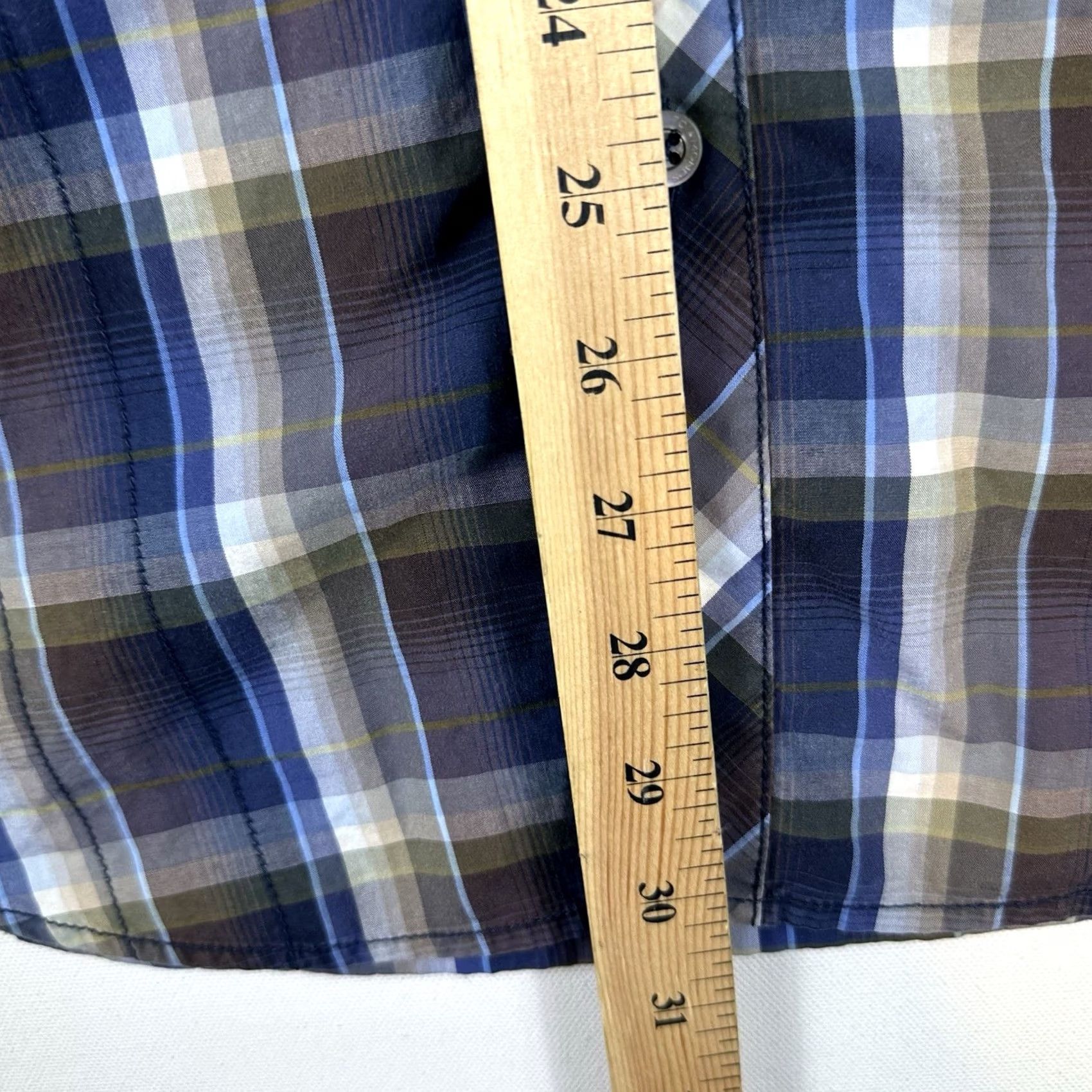 Vintage 7 Diamonds Shirt Button-Up Long Sleeve Mens Large Plaid Blue Cotton Regular Breathable Comfortable Size US L / EU 52-54 / 3 - 6 Thumbnail