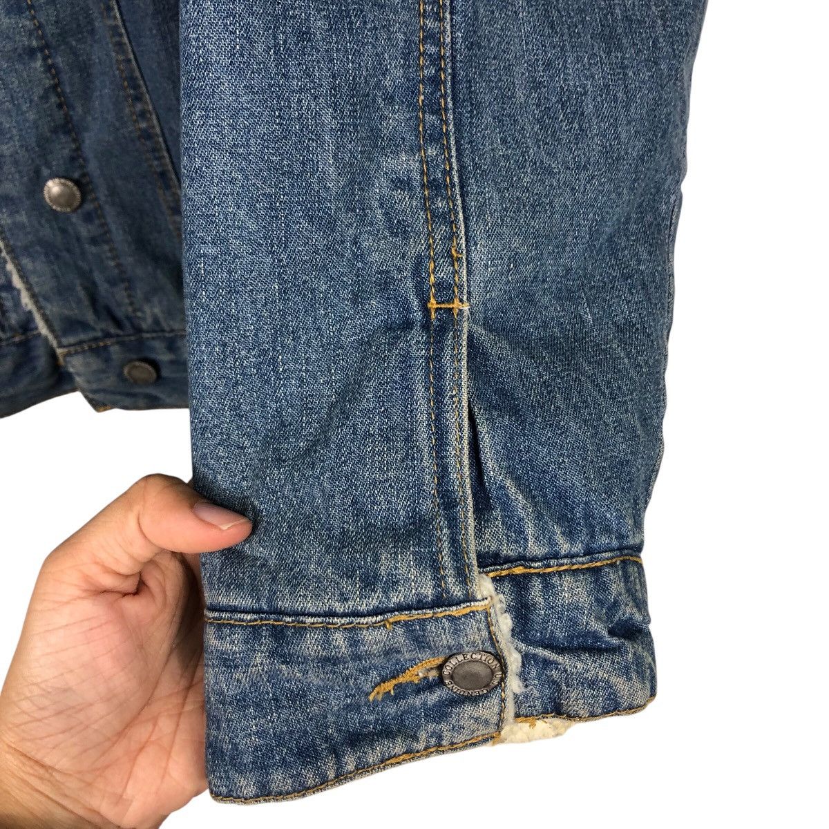 Japanese Brand 📌Vintage Trucker Denim Jacket Sherpa Blanket Voyage Size US L / EU 52-54 / 3 - 16 Thumbnail