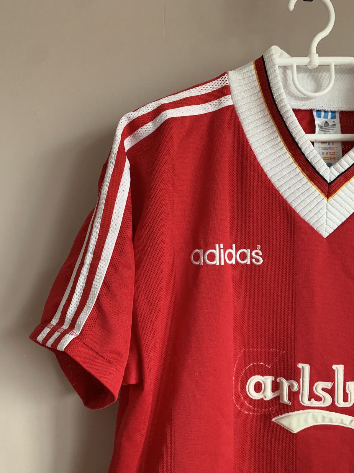Adidas Liverpool 1995 Football Shirt Adidas Vintage COLLYMORE #8 Size US L / EU 52-54 / 3 - 3 Thumbnail