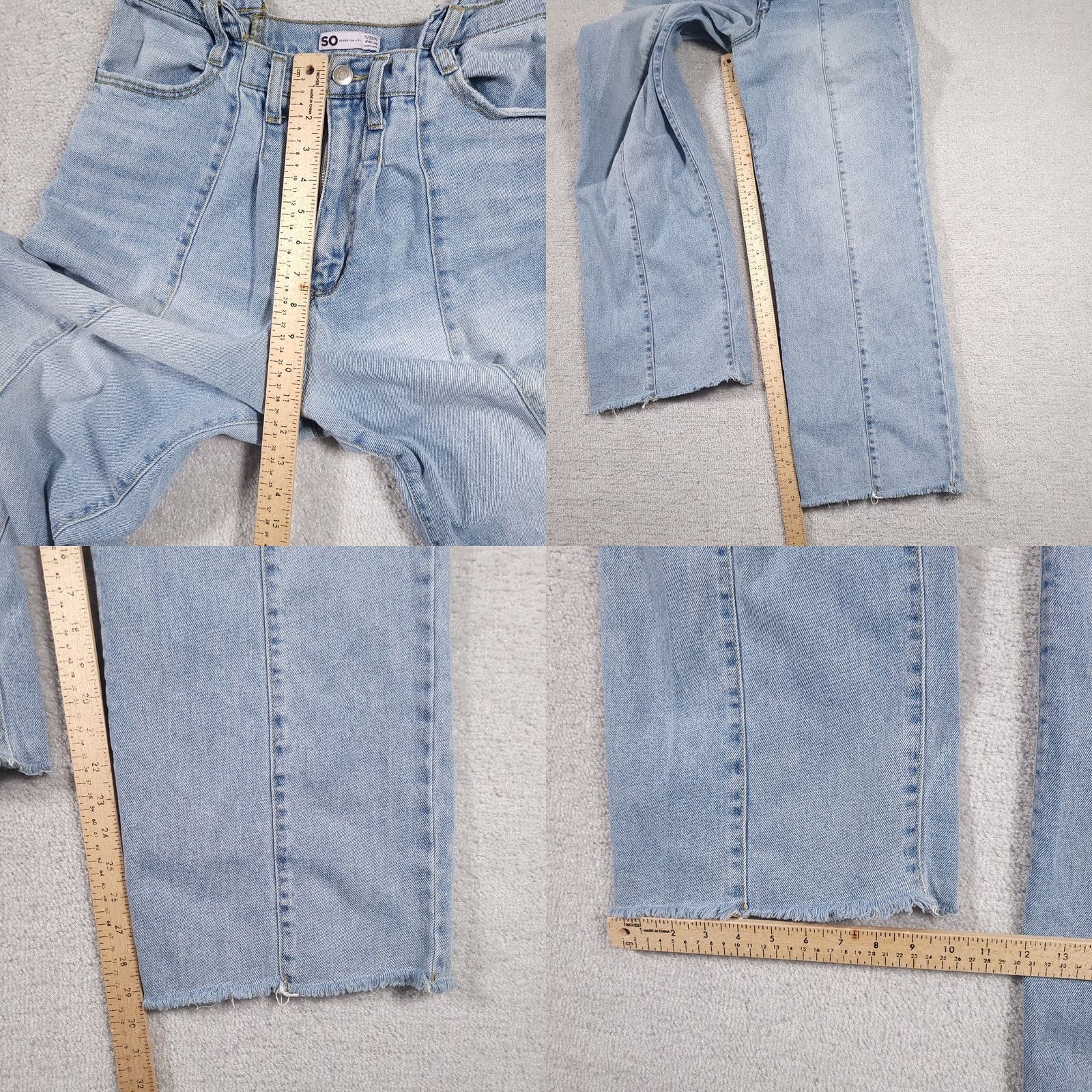Vintage SO Pieced Angled Wide Leg Jeans High Rise Women's 11/30W Hippie Festival Grunge 90s Y2k Hippie Western Mom Cowgirl Distressed Blue Denim Jeans Women Size 32" / US 10 / IT 46 - 8 Thumbnail