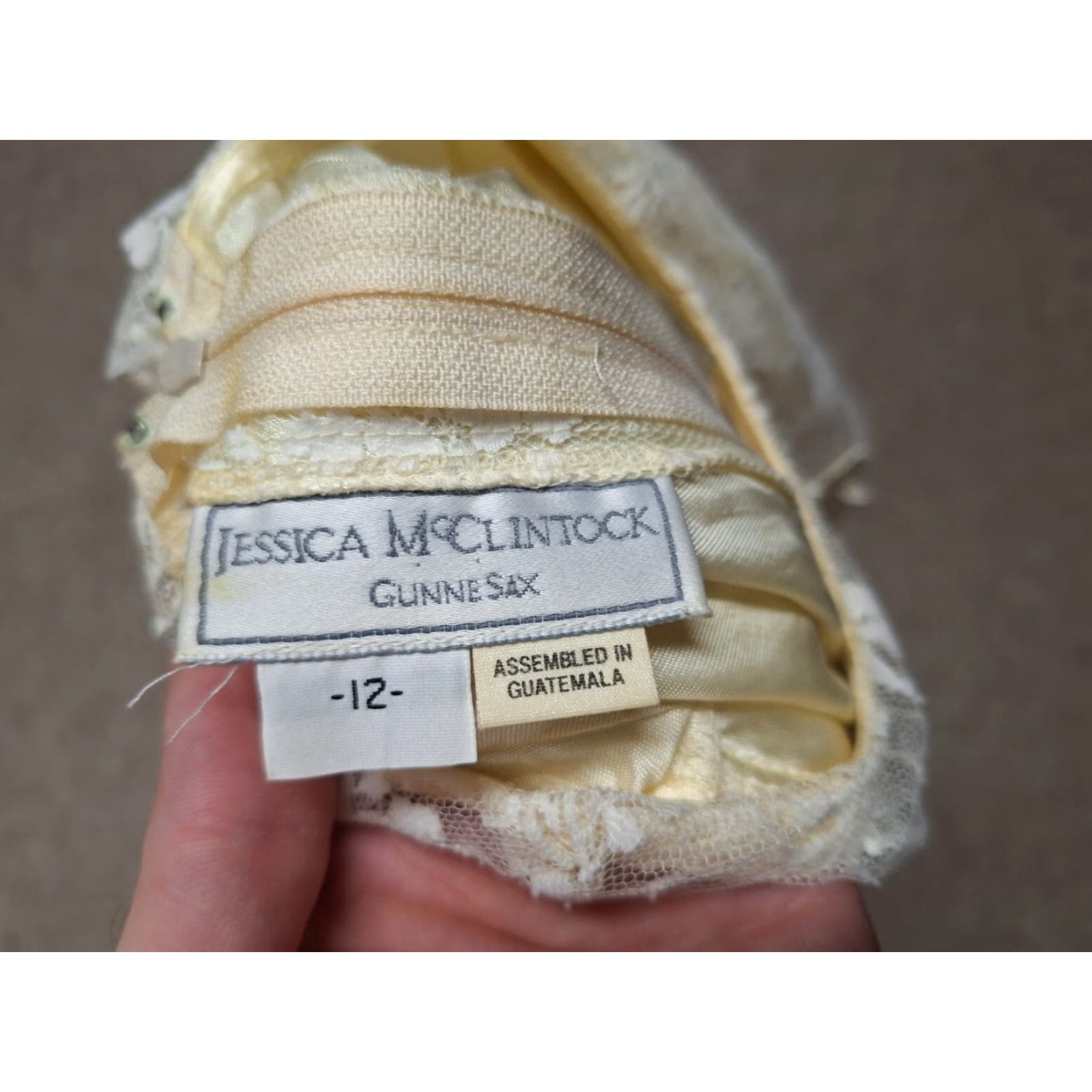 Jessica McClintock VINTAGE Jessica McClintock Gunne Sax Lace Bridal Wedding Dress Maxi Eveningwear 12 Ivory Women's Size XL / US 12-14 / IT 48-50 - 2 Thumbnail