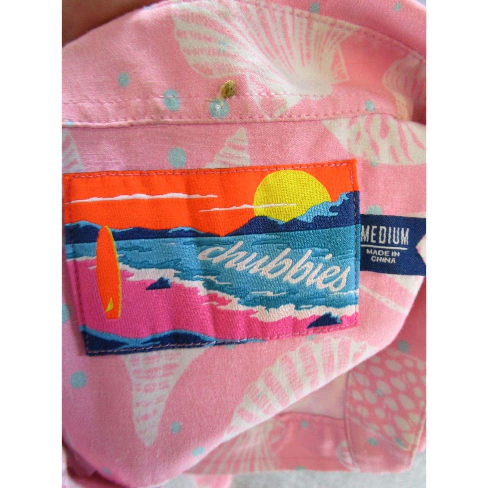 Chubbies VINTAGE Chubbies Women's Button-Up Shirt M Pink Solid Short Sleeve Collared Cotton 90s Womens Size M / US 6-8 / IT 42-44 - 3 Thumbnail