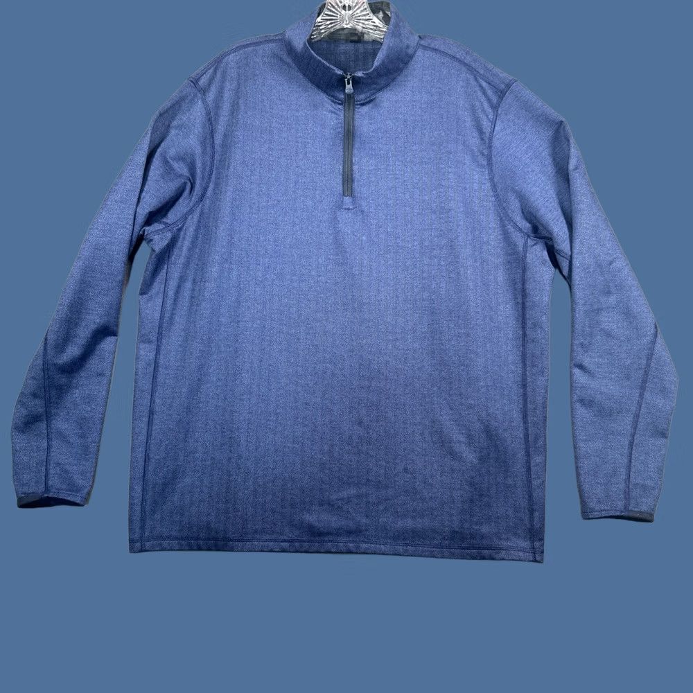 Vintage Greyson Golf Pullover Sweater Mens XXL Blue Herringbone 1/4 Zip Stretch Size US XXL / EU 58 / 5 - 1 Thumbnail