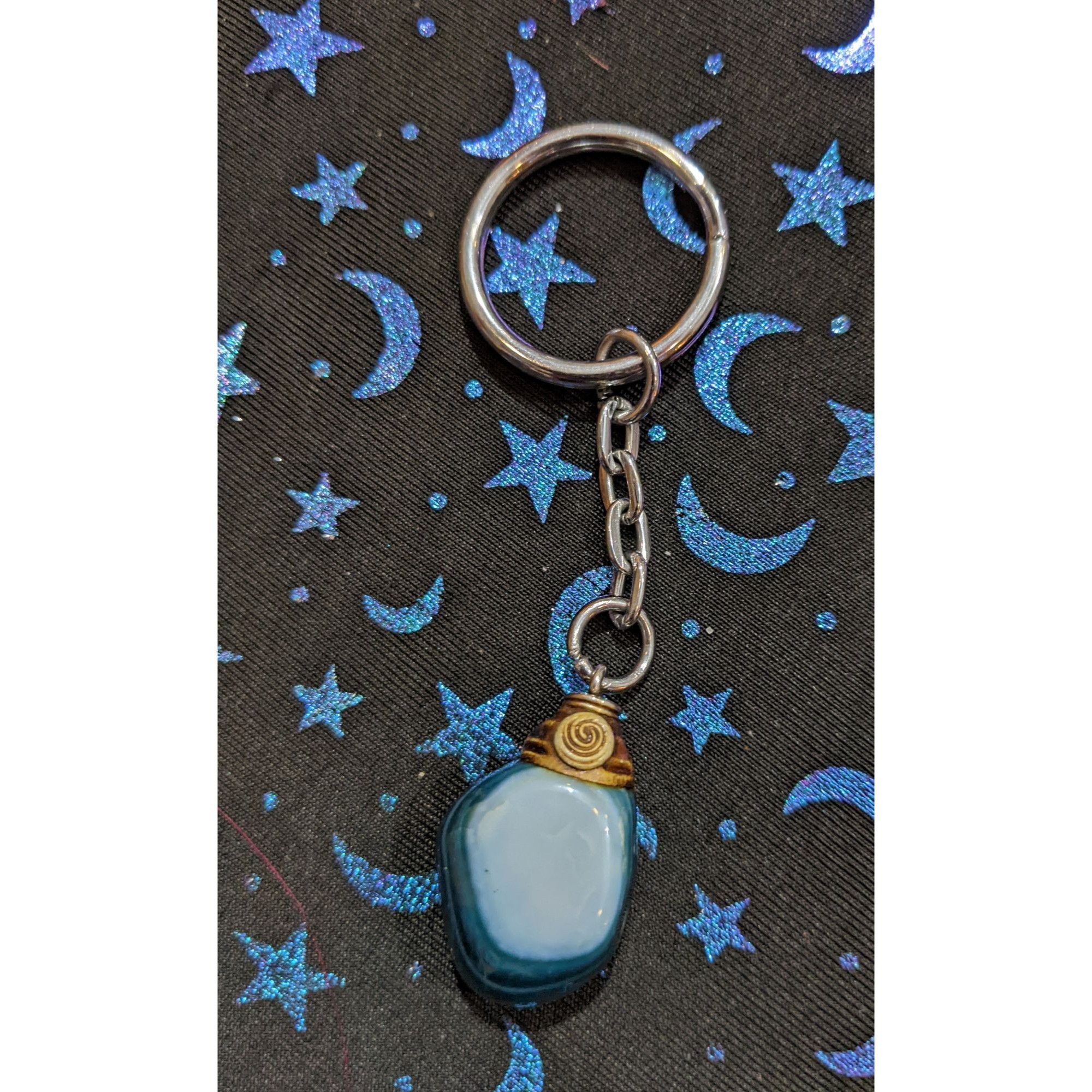 Other Blue/Green Dyed Genuine Agate Nature Inspired Keychain Size ONE SIZE - 3 Thumbnail