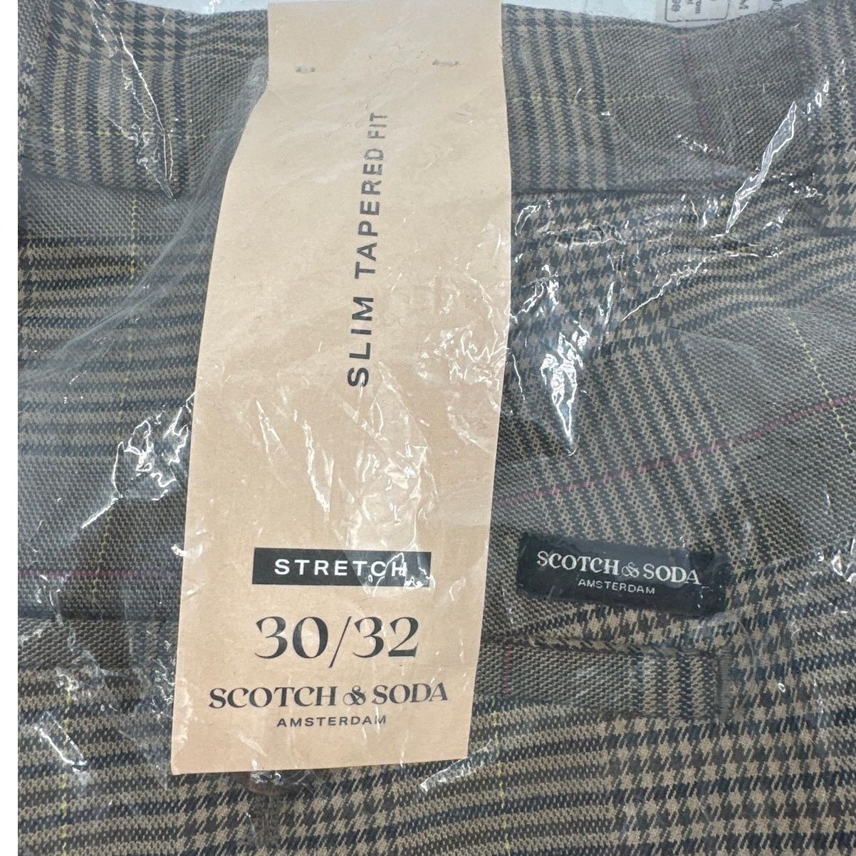 Scotch & Soda Scotch & Soda Taupe Check Slim Tapered Fit Chino Pants 30/32 Size US 30 / EU 46 - 4 Thumbnail