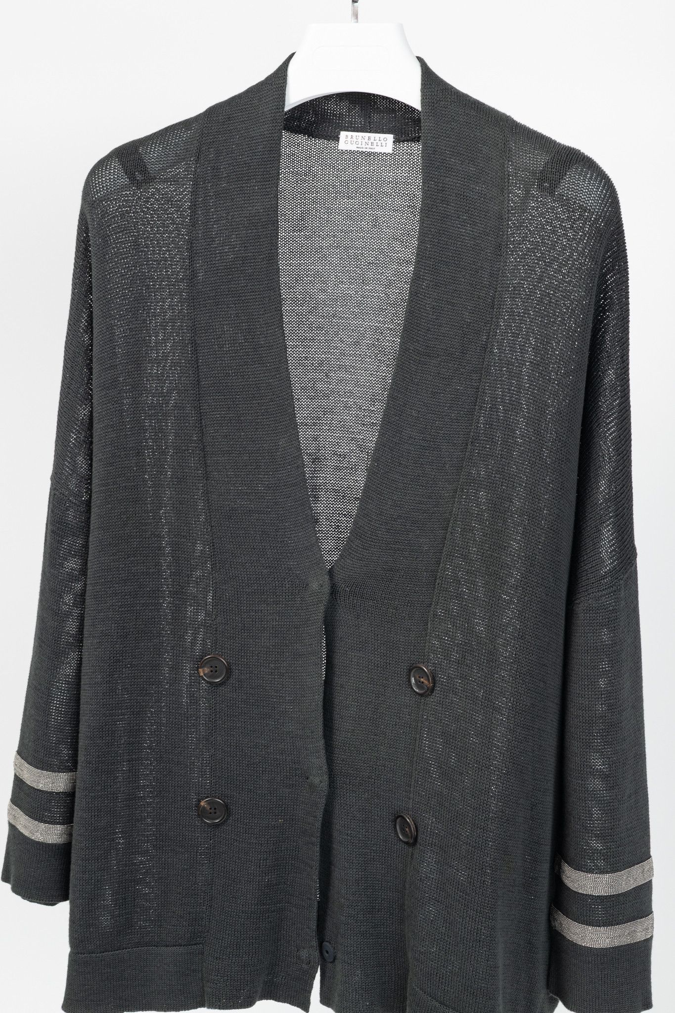 Brunello Cucinelli Brunello Cucinelli SS/16 Monili-Cuff Cotton-Knit Cardigan Size XXL / US 16-18 / IT 52-54 - 3 Thumbnail