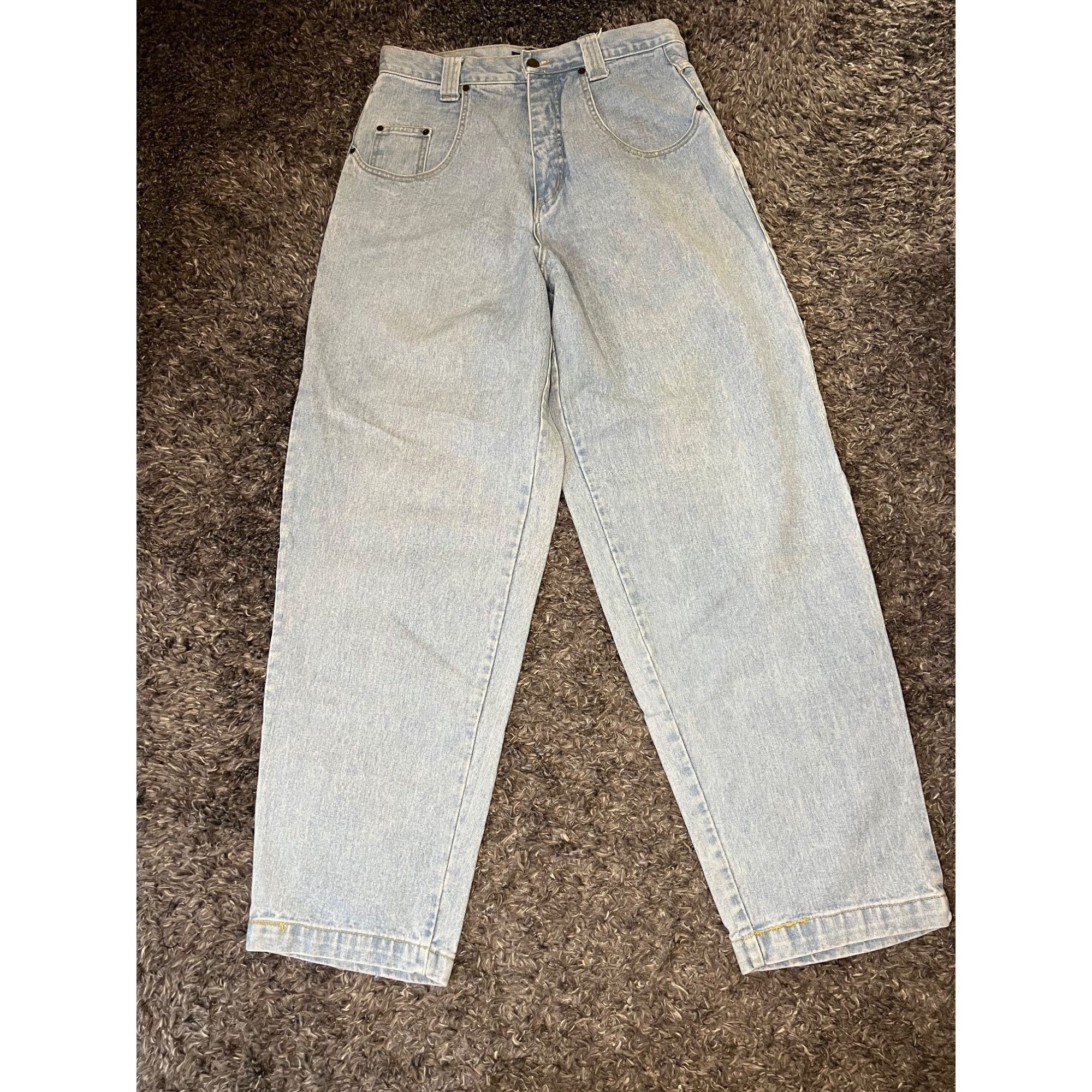 image of Vintage Karl Kani Baggy Wide Leg Leather Strap Pockets Jeans in Blue, Men's (Size 30)