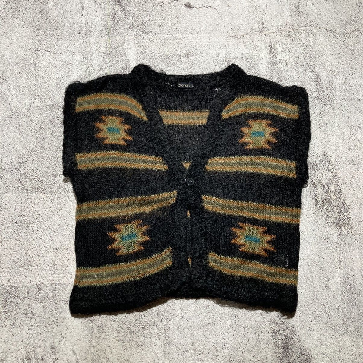 Japanese Brand 2000s Chamois Navajo Motif Mohair Wool Knit Vest Black Size US L / EU 52-54 / 3 - 1 Thumbnail