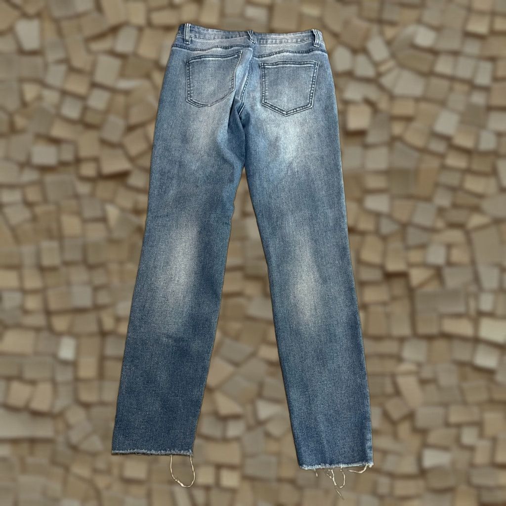 Vintage Tgla Jeans Woman's 27 Blue Denim Crop Skinny Pockets Raw Hem Regular Inseam 26 Size 27" / US 4 / IT 40 - 1 Thumbnail