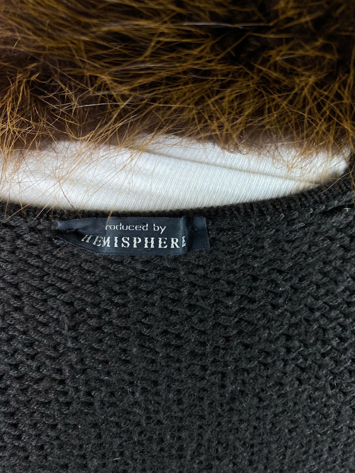 Designer Hemisphere Brown Faux Fur Knited Cardigan Sweater Size 42 Size M / US 6-8 / IT 42-44 - 8 Thumbnail