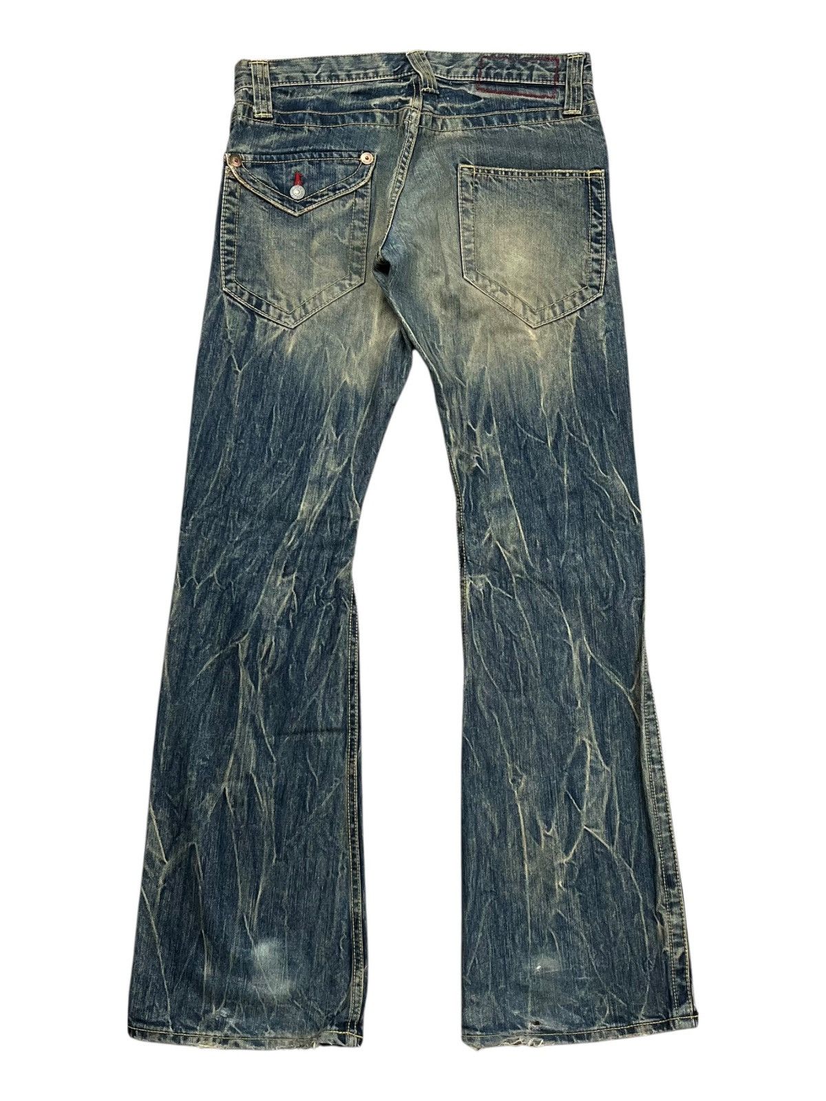 If Six Was Nine 2000s Blue Way - Mud Wash Flared Denim Size US 30 / EU 46 - 2 Thumbnail