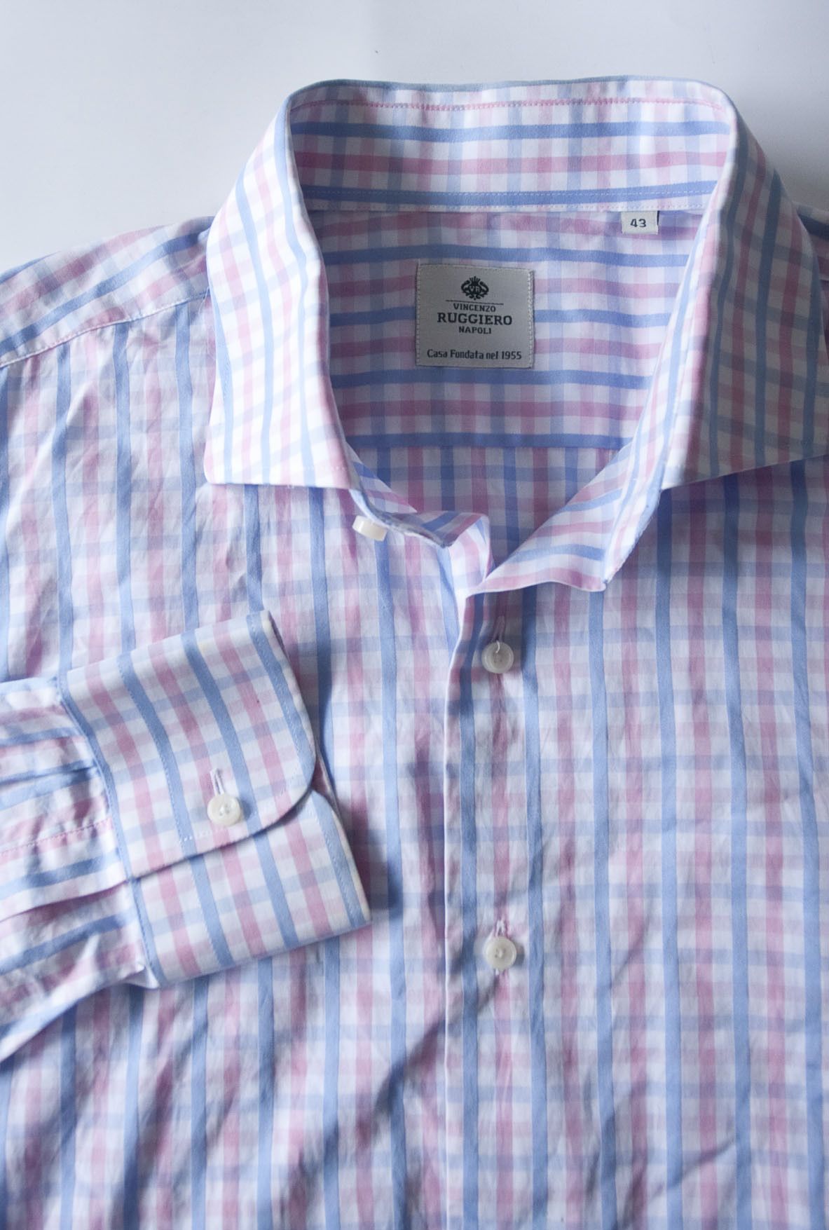 Vincenzo Di Ruggiero Vincenzo Ruggiero Napoli Shirt Size 43 Plaid Size US XL / EU 56 / 4 - 3 Thumbnail